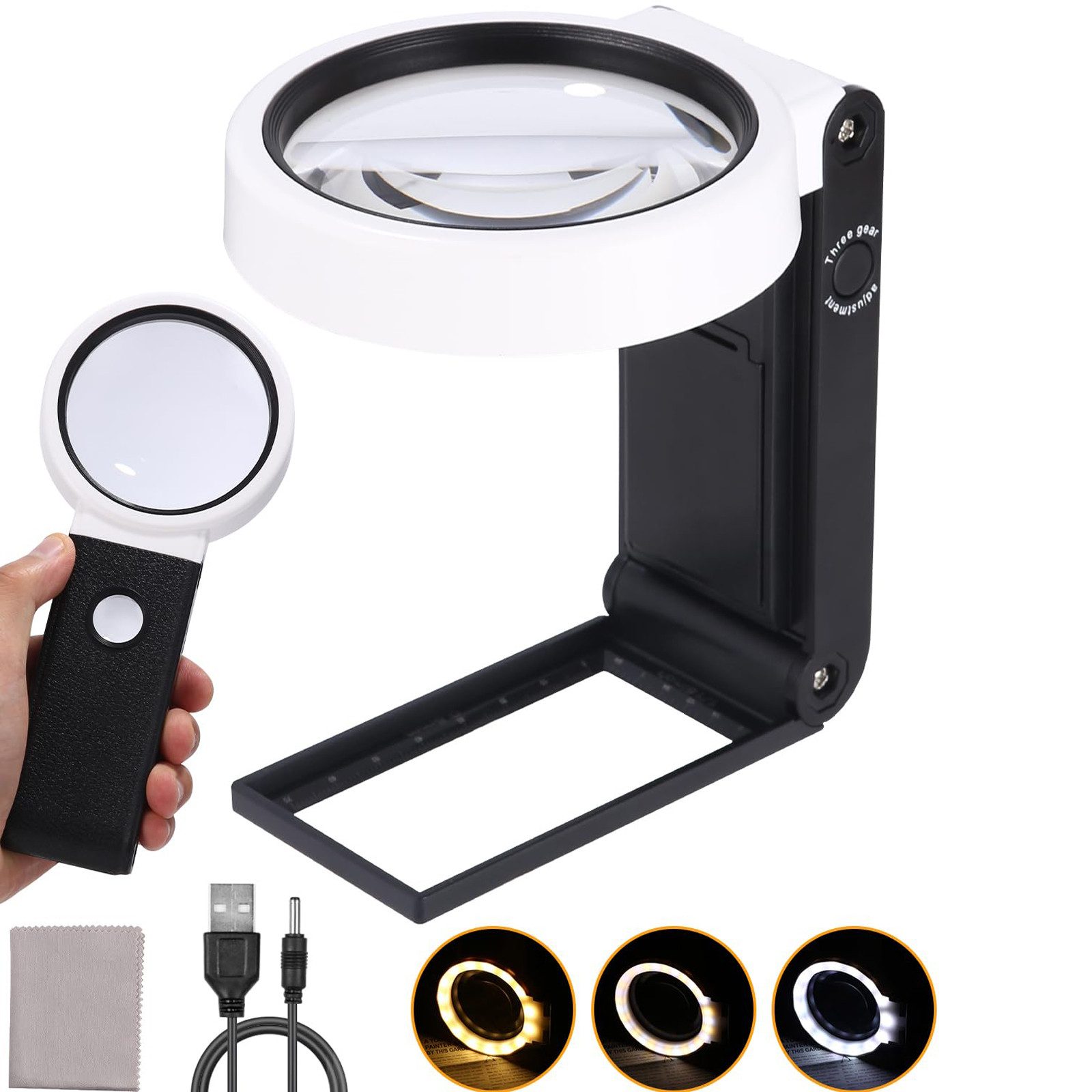 LEAZZLE Lupenlampe Vergrößerungsglas,2-in-1 Schreibtischlampe und LED günstig online kaufen