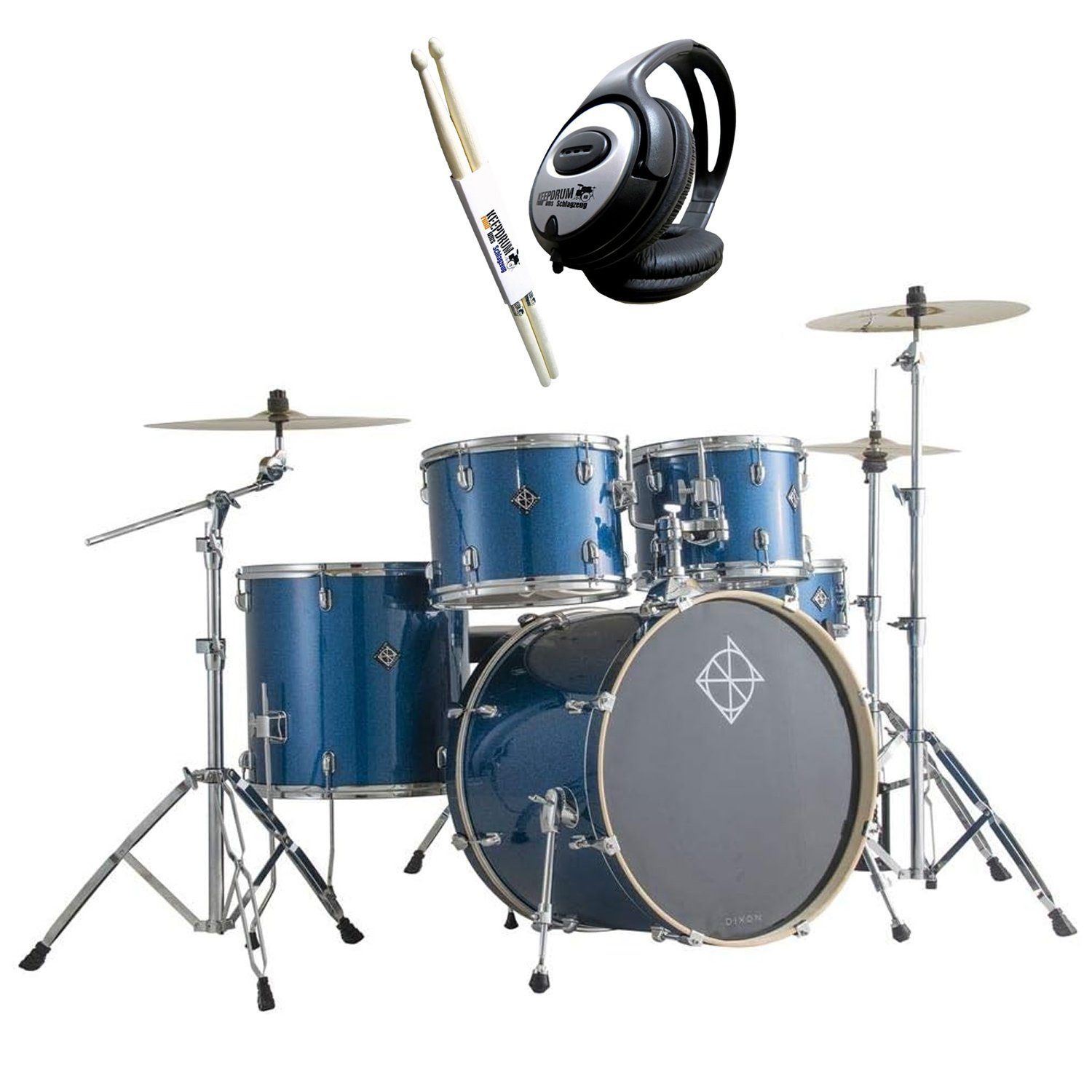 Schlagzeug Dixon Spark Schlagzeug Set mit Kopfhörer und Sticks