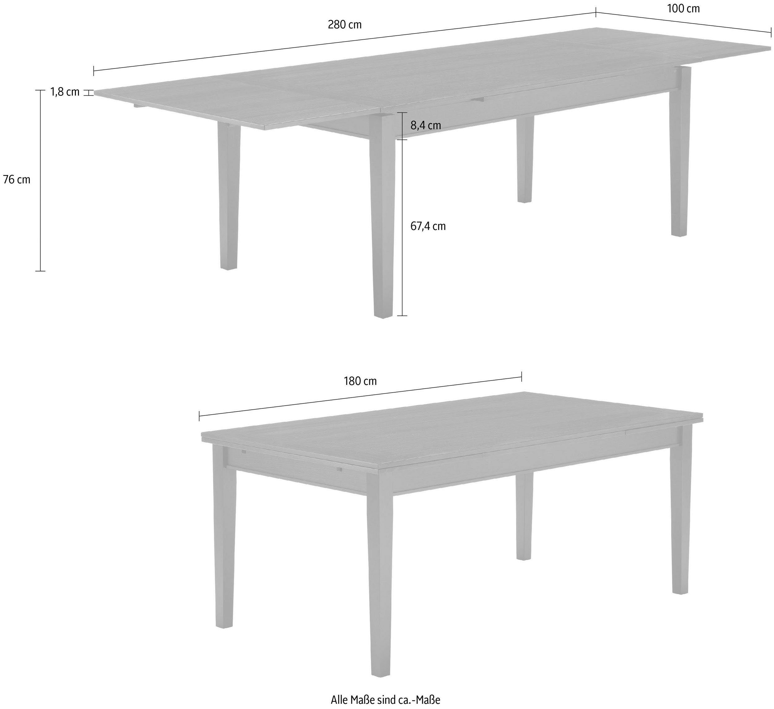 Hammel Furniture Esstisch Wenge Gestell Tischplatte cm, 180(280)x100 Hammel in Massivholz und by Furnier Sami, in Basic