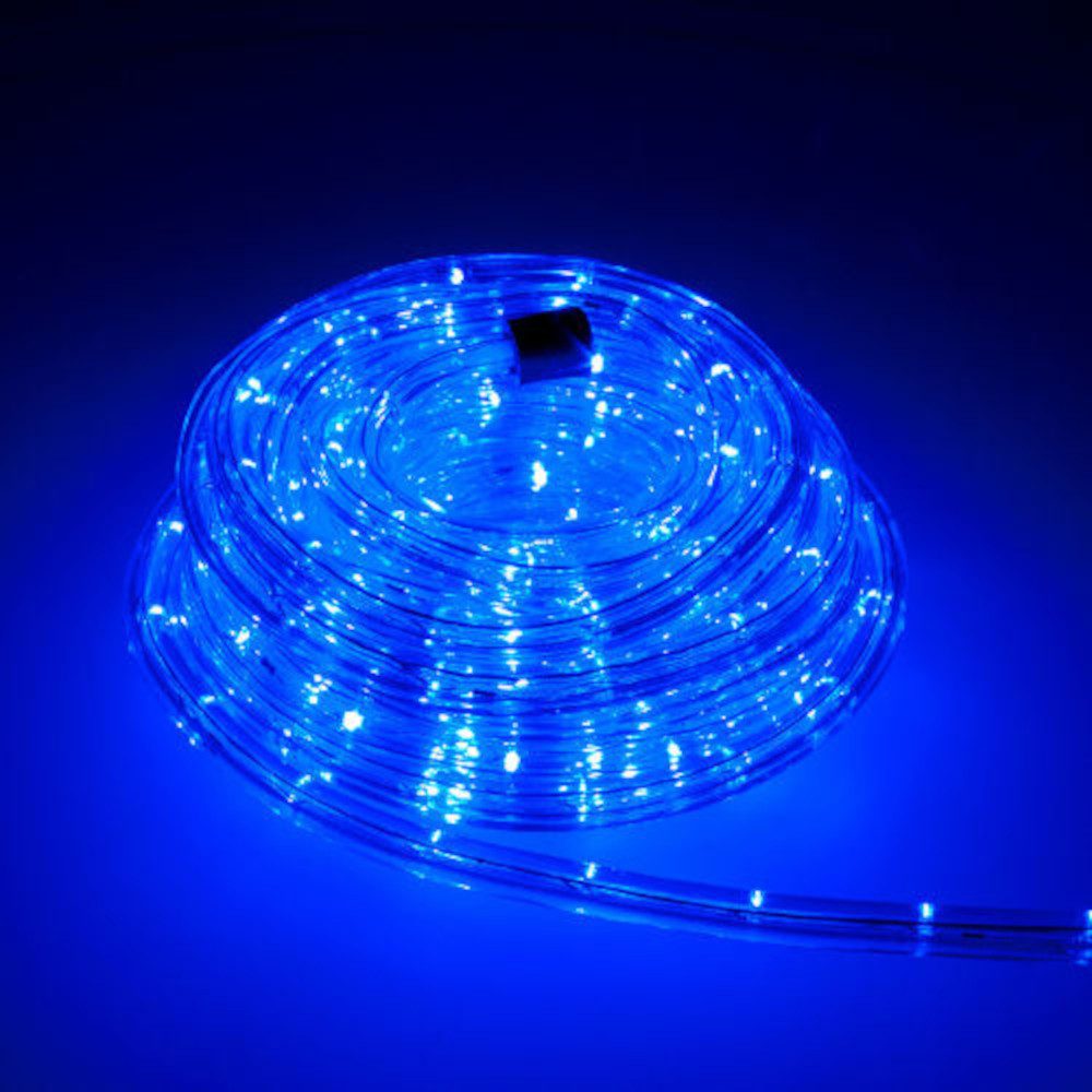 Trade-Shop LED-Lichterschlauch für Drinnen/Draußen Weihnachten Party Deko Dekoration - Blau 5m, Длина des Stromkabels: ca. 40cm / Set mit Endkappe und Montageclips