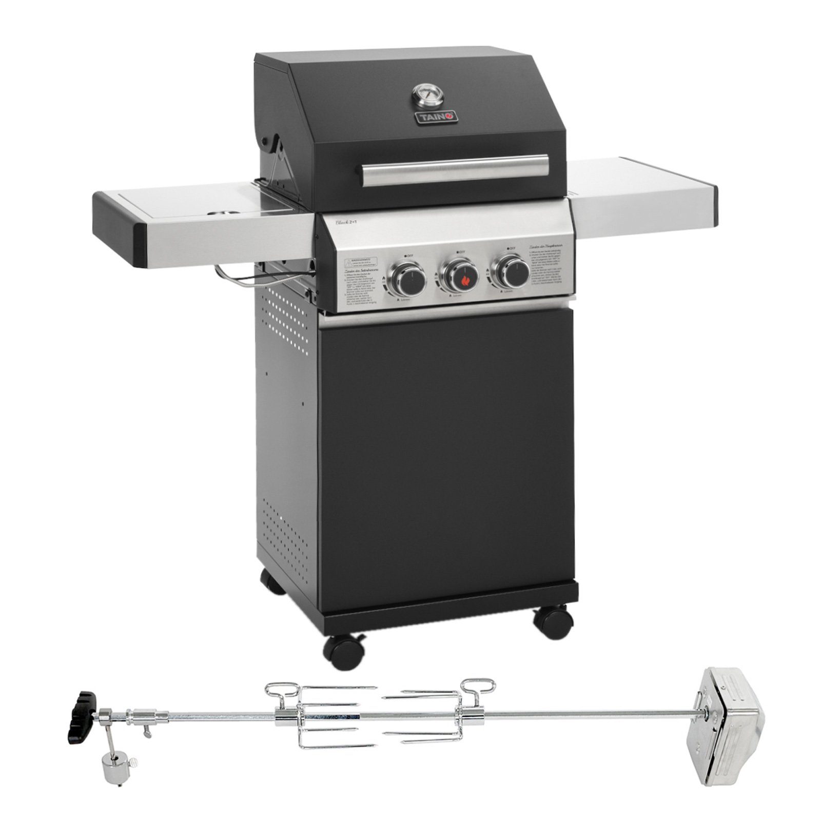Gasgrill TAINO BLACK 2+1 Gasgrill Set mit Drehspieß