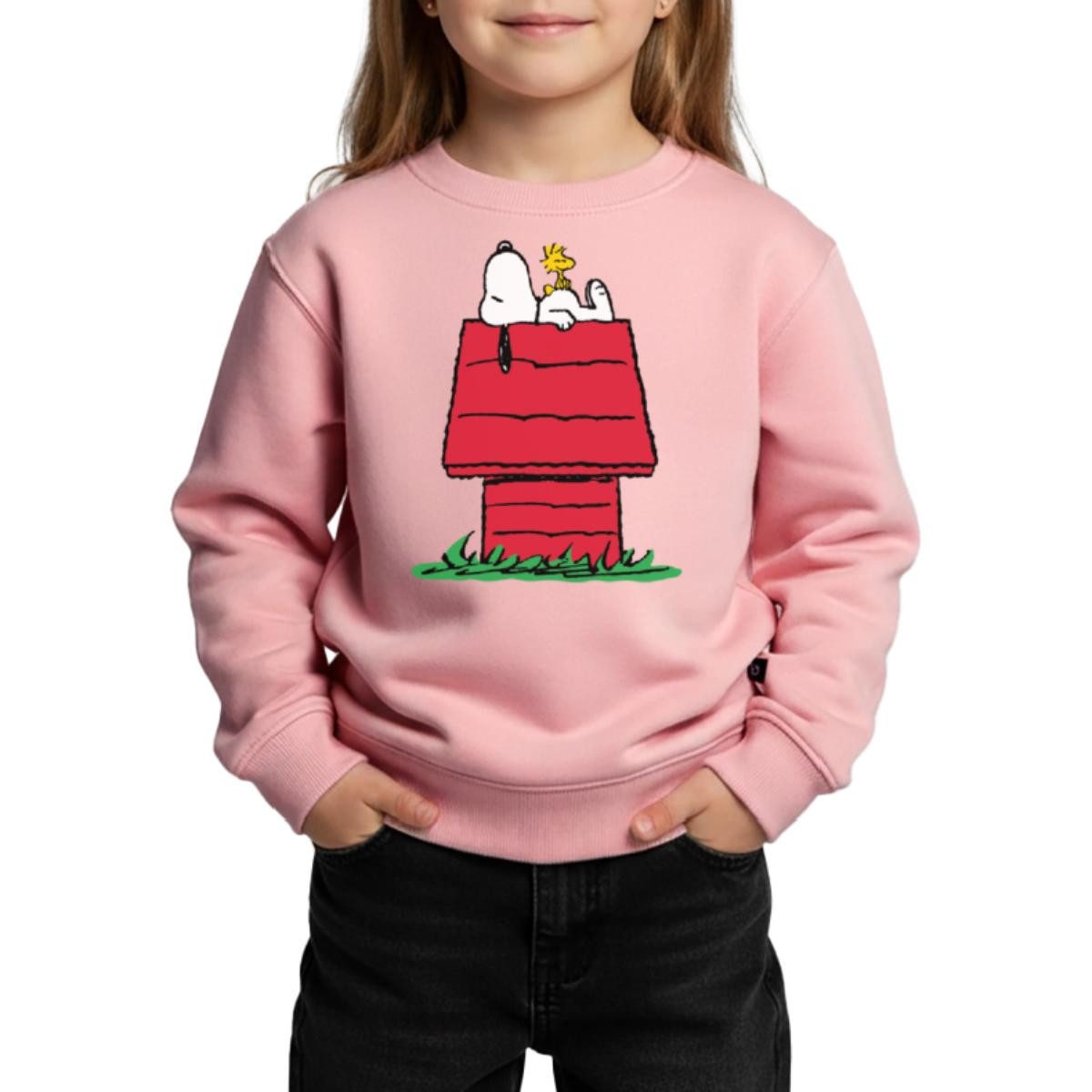Spreadshirt Sweatshirt Peanuts Snoopy Und Die Hundehütte Kinder Premium Pullover (1-tlg)
