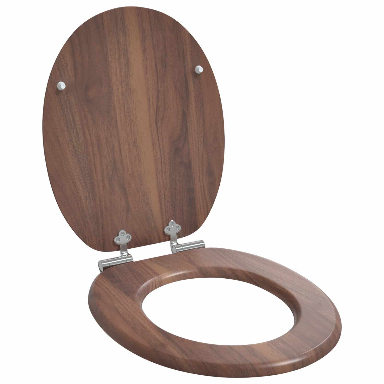 vidaXL WC-Sitz Soft-Close Toilettensitz Braun 44 x 38 cm MDF-Platte (1-St)