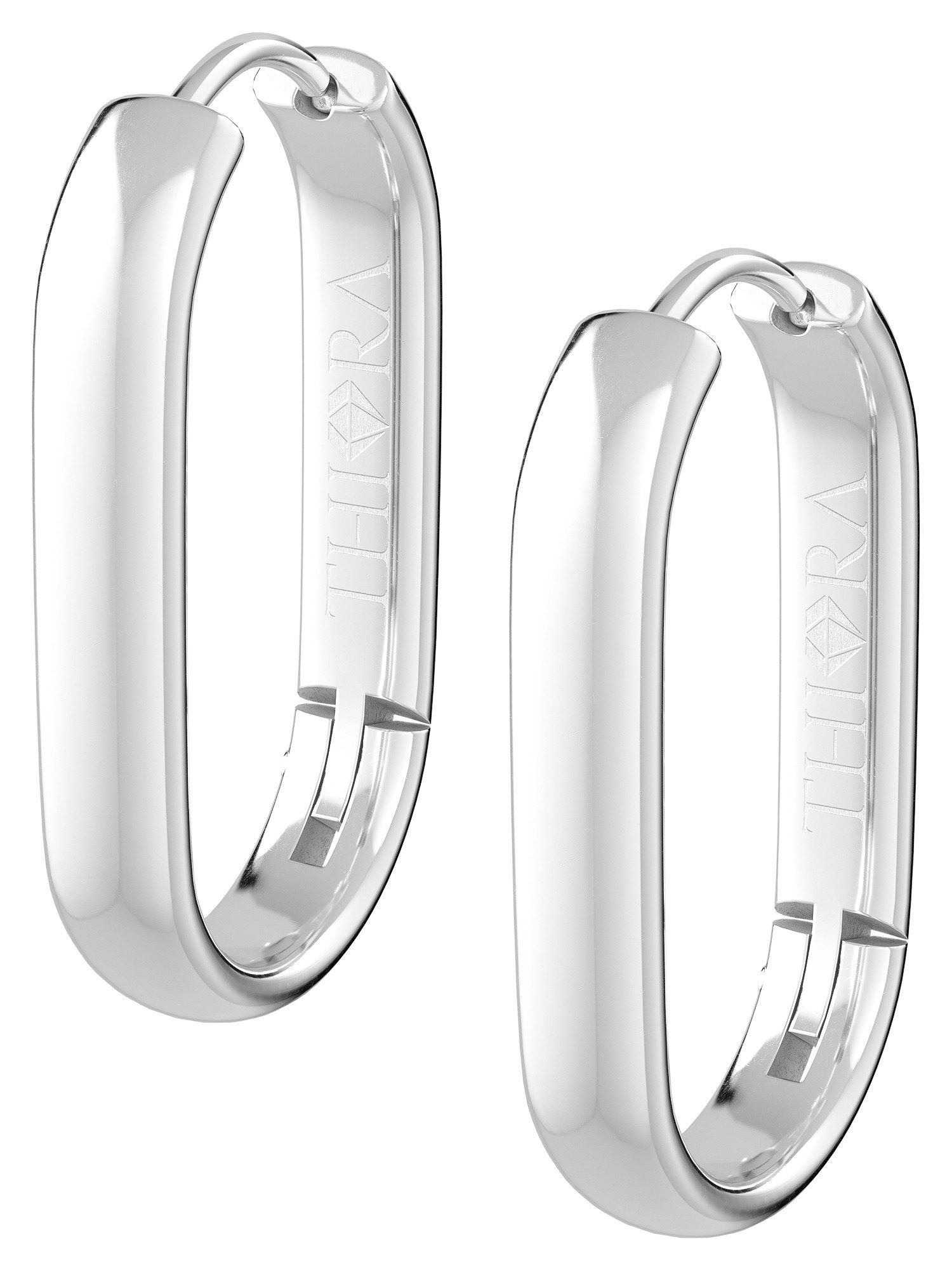 THIORA Paar Creolen Creolen »Helia« Damen, Edelstahl 18k vergoldet, wasserfest, wasserfest, hypoallergen, 25 x 15 mm