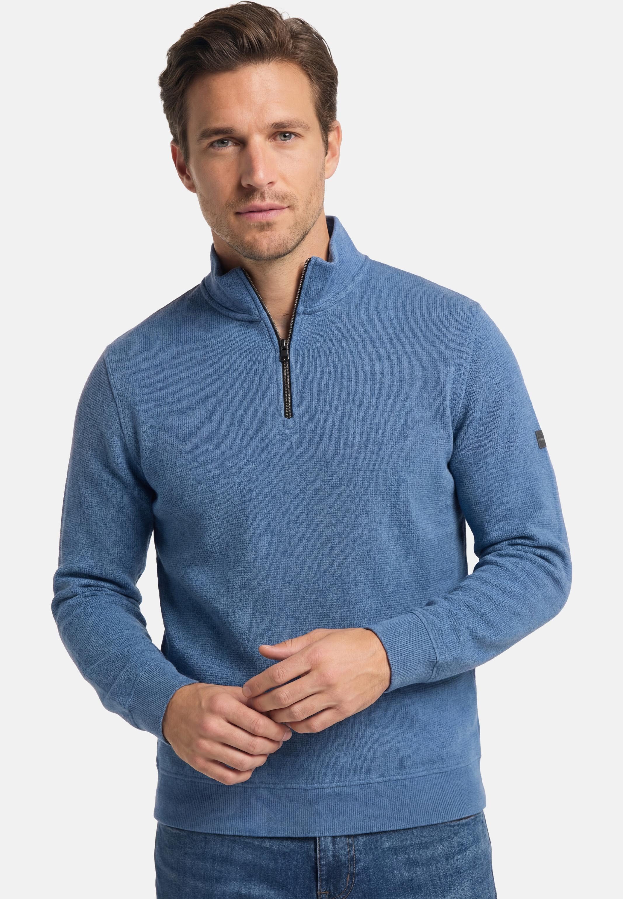 Redmond Strickpullover Basic (1-tlg) Troyer - Baumwolle - Atmungsaktiv - Troyer Kragen, sportlicher Stil