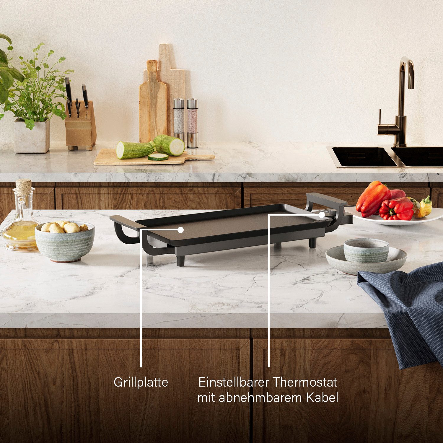 PRINCESS Tischgrill 102209, 1800 W, 43 x 23 cm, BPA-frei, Cool-Touch-Griffe