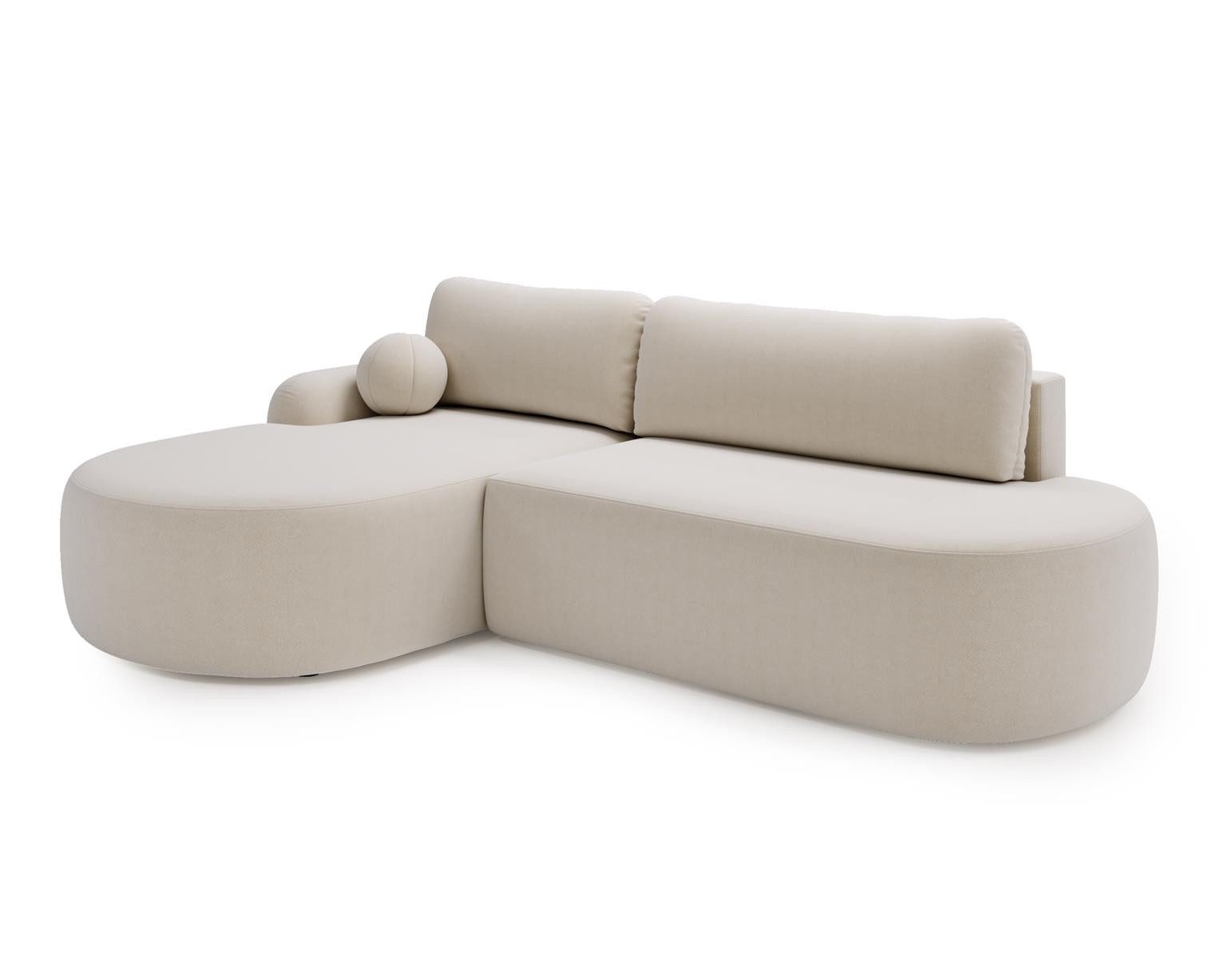 Compleo Ecksofa Luxus Ecksofa, gemütliches, Designer Ecksofa, rundes Design, Ecksofa boucle 271 cm breit