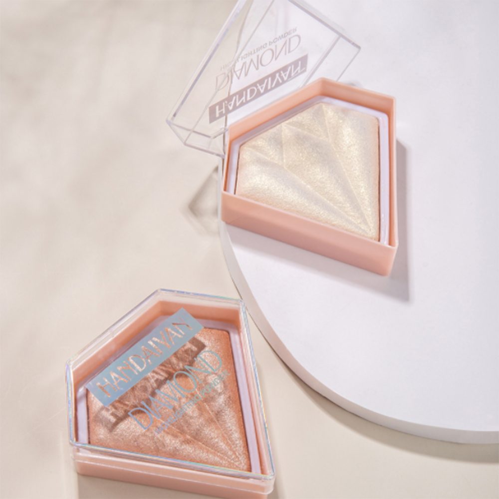 Haiaveng Highlighter Diamant-Leuchtpuder-Palette, für natürliches glänzendes Konturen-Make-up Nude- pink und