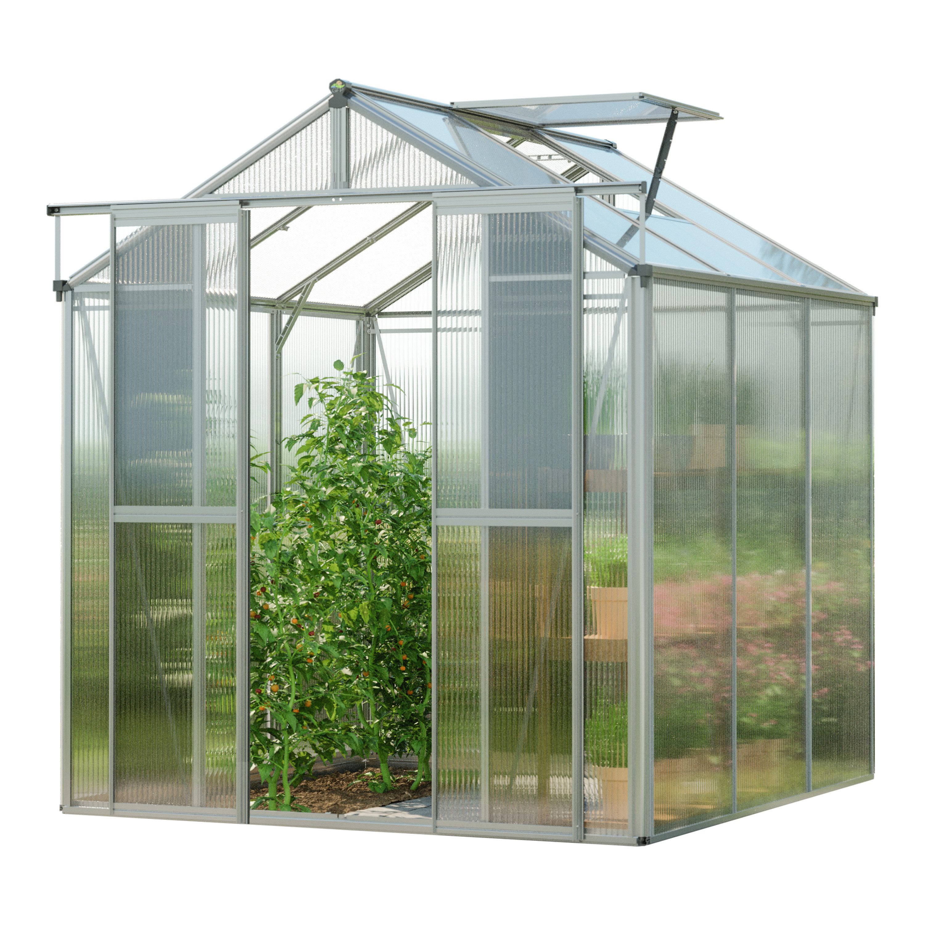 GFP Gewächshaus Picco 3 BxTxH 179 x 195 x 207 cm, 6 mm Wandstärke, Aluminium-Rahmen