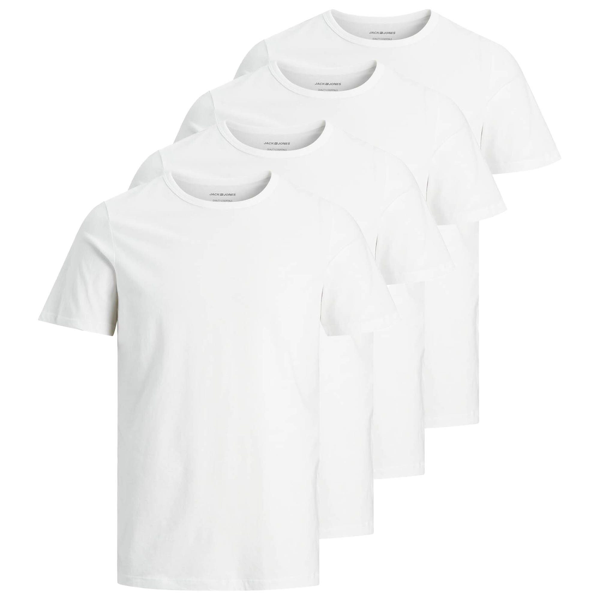 Jack Weiß T-Shirt, CREW TEE Herren T-Shirt - NECK JACBASIC & Jones 4er Pack