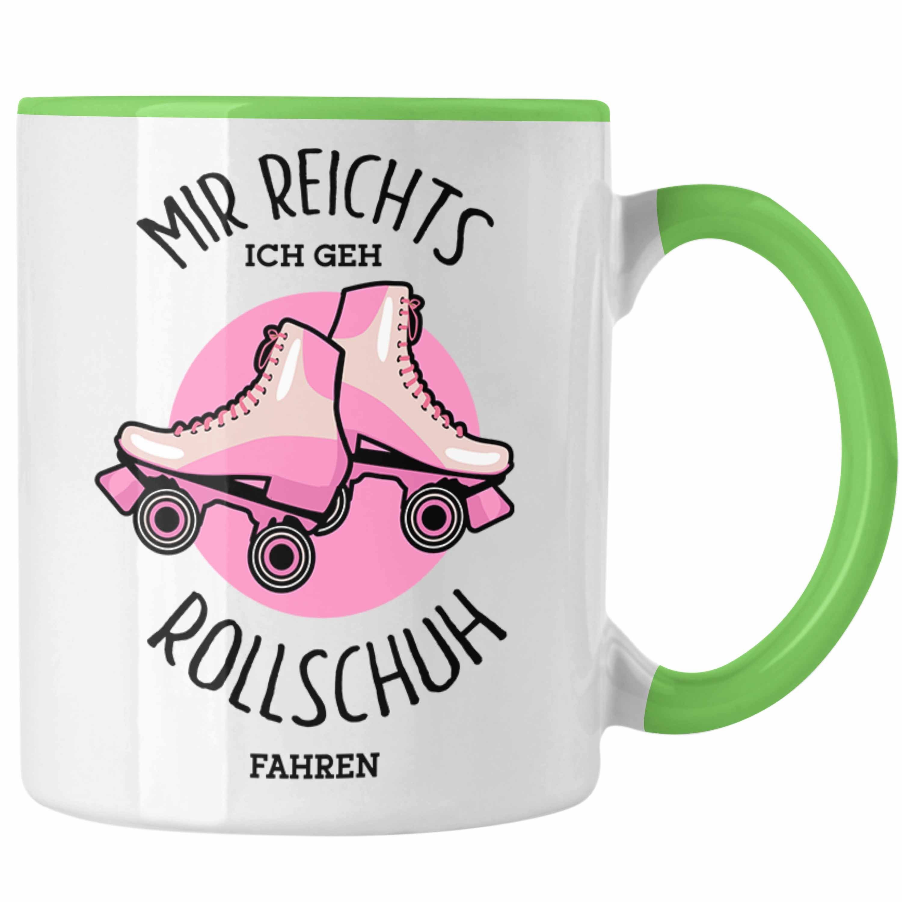 Trendation Tasse Lustige Rollschuh-Tasse Geschenk für Rollschuhfahrerinnen Mir Reichts Grün | Teetassen