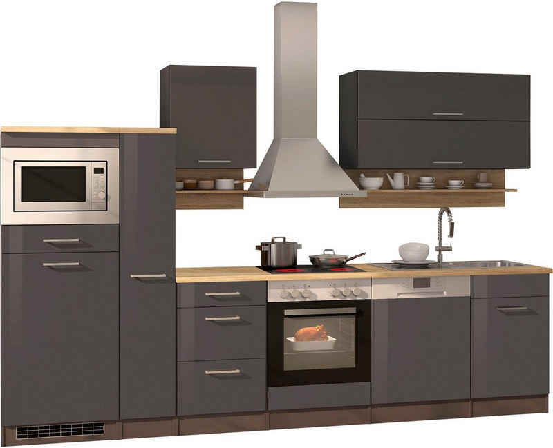HELD MÖBEL Küchenzeile Mailand, mit E-Geräten, Breite 310 cm
