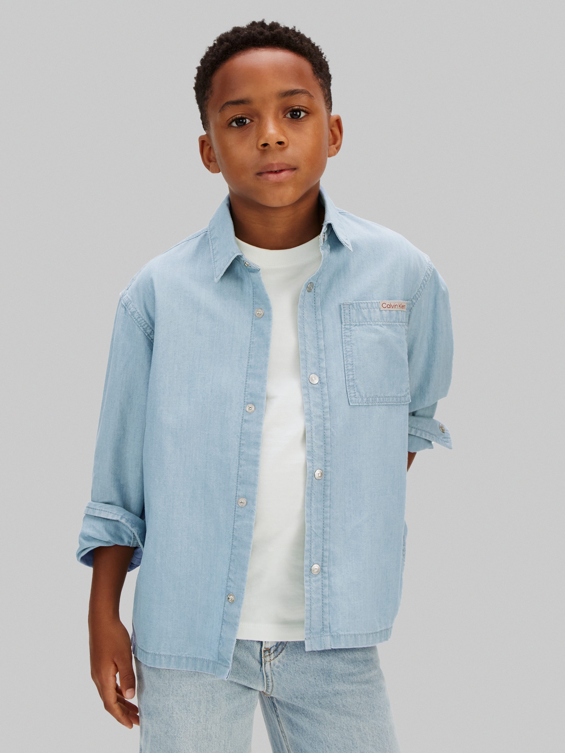 Calvin Klein Jeans Jeanshemd CHAMBRAY WOVEN Regular fit für Kinder mit Brusttasche