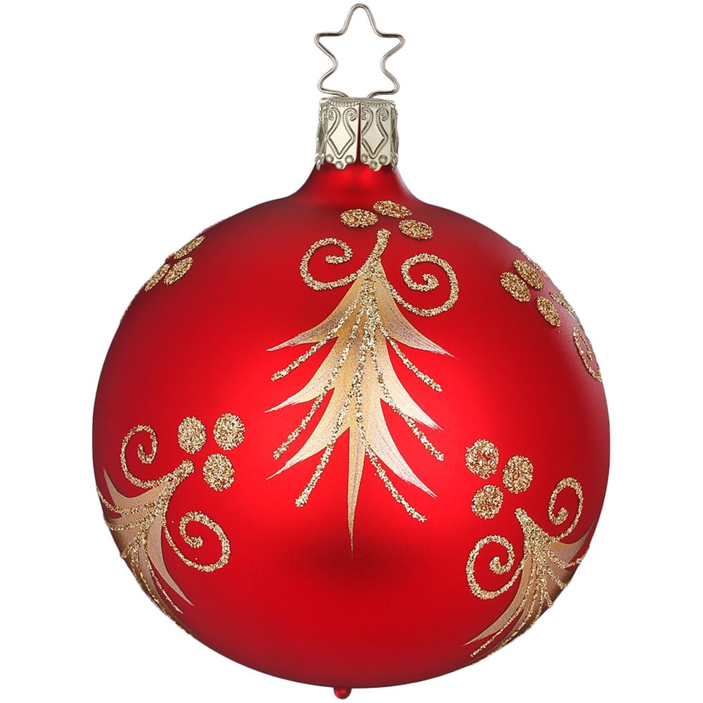 INGE-GLAS® Weihnachtsbaumkugel Christbaumkugel Festliche Tanne Ø 8cm rot matt (1 St), mundgeblasen, handbemalt