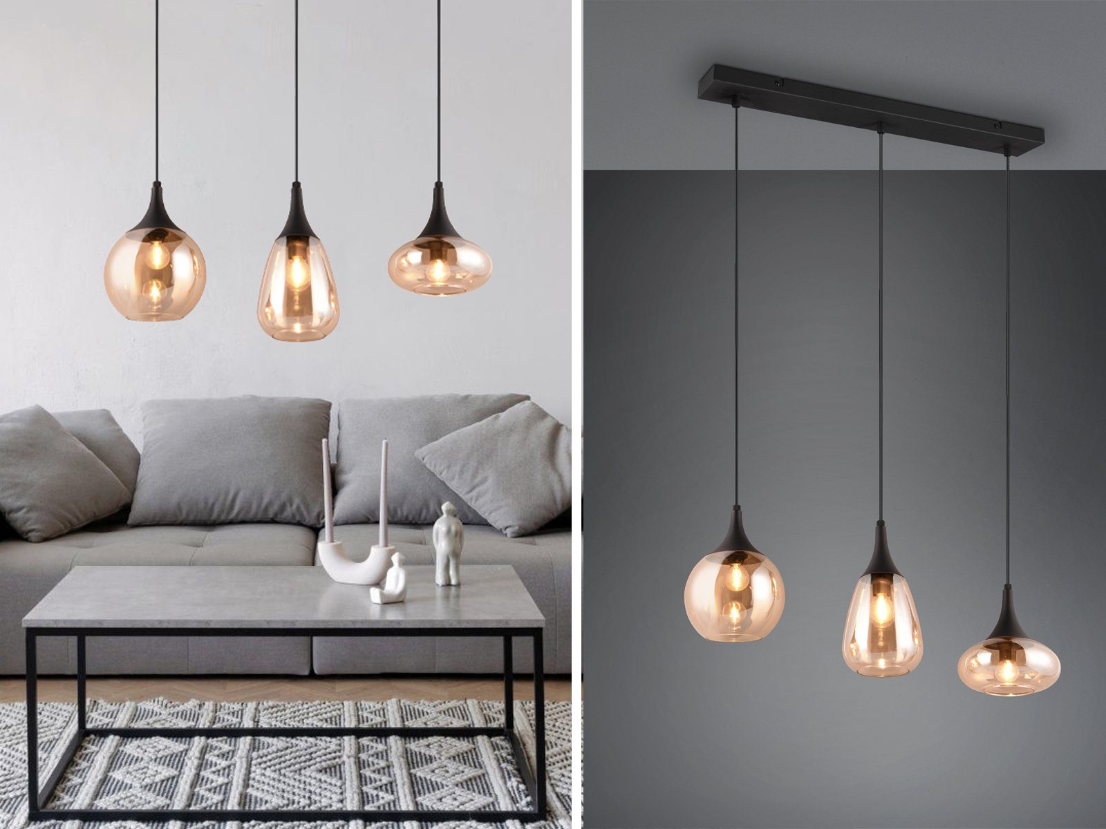 TRIO Leuchten LED Pendelleuchte, Dimmfunktion, LED wechselbar, warmweiß, 3x günstig online kaufen