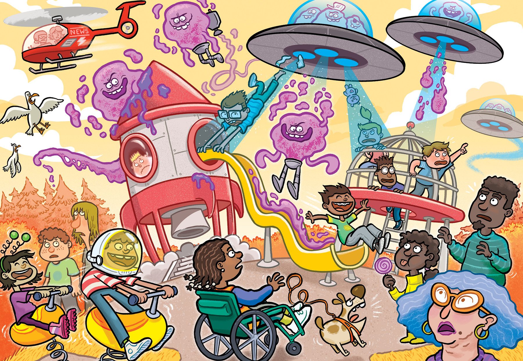 Jumbo Spiele Puzzle Wasgij Junior 4 - Die Invasion der Aliens! (240 Teile Puzzle), 240 Puzzleteile