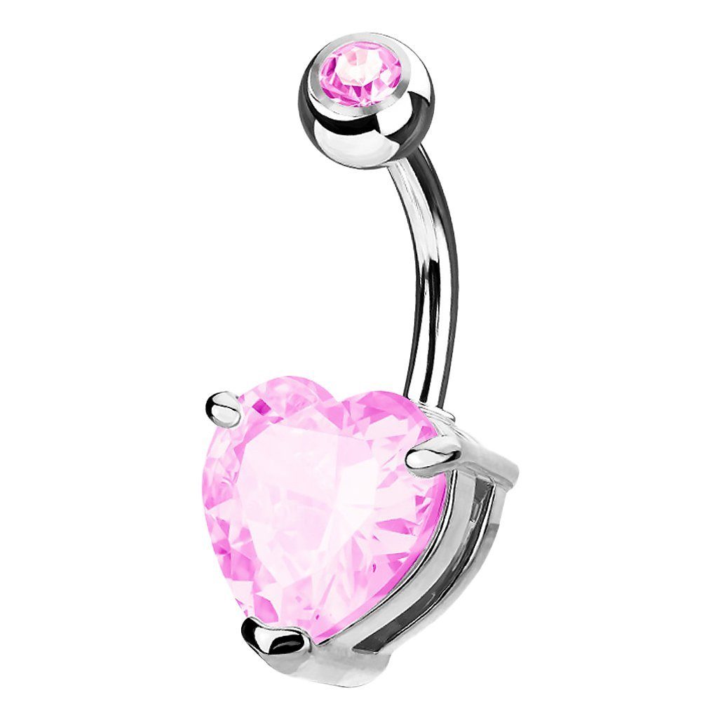 Taffstyle Bauchnabelpiercing Piercing Schmuck Banane Stecker Herz Strass Kristall (Herzförmiger Kristall hautfreundlich und elegant), Bauchpiercing Banane Bauch Gebogen Herz Strass Kristall Steinen