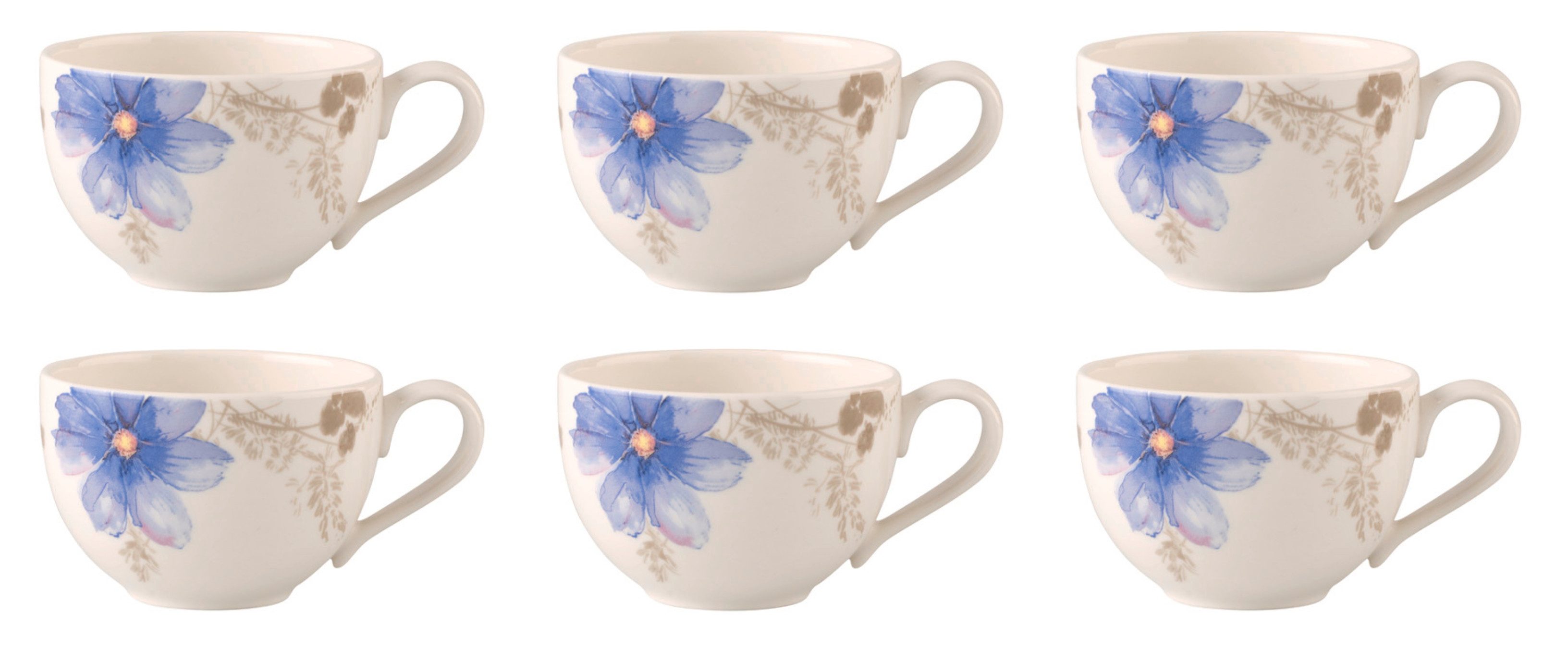 Villeroy & Boch Tasse Mariefleur Gris, Porzellan, Spülmaschinengeeignet, Mehrfarbig, Motiv: Blumen