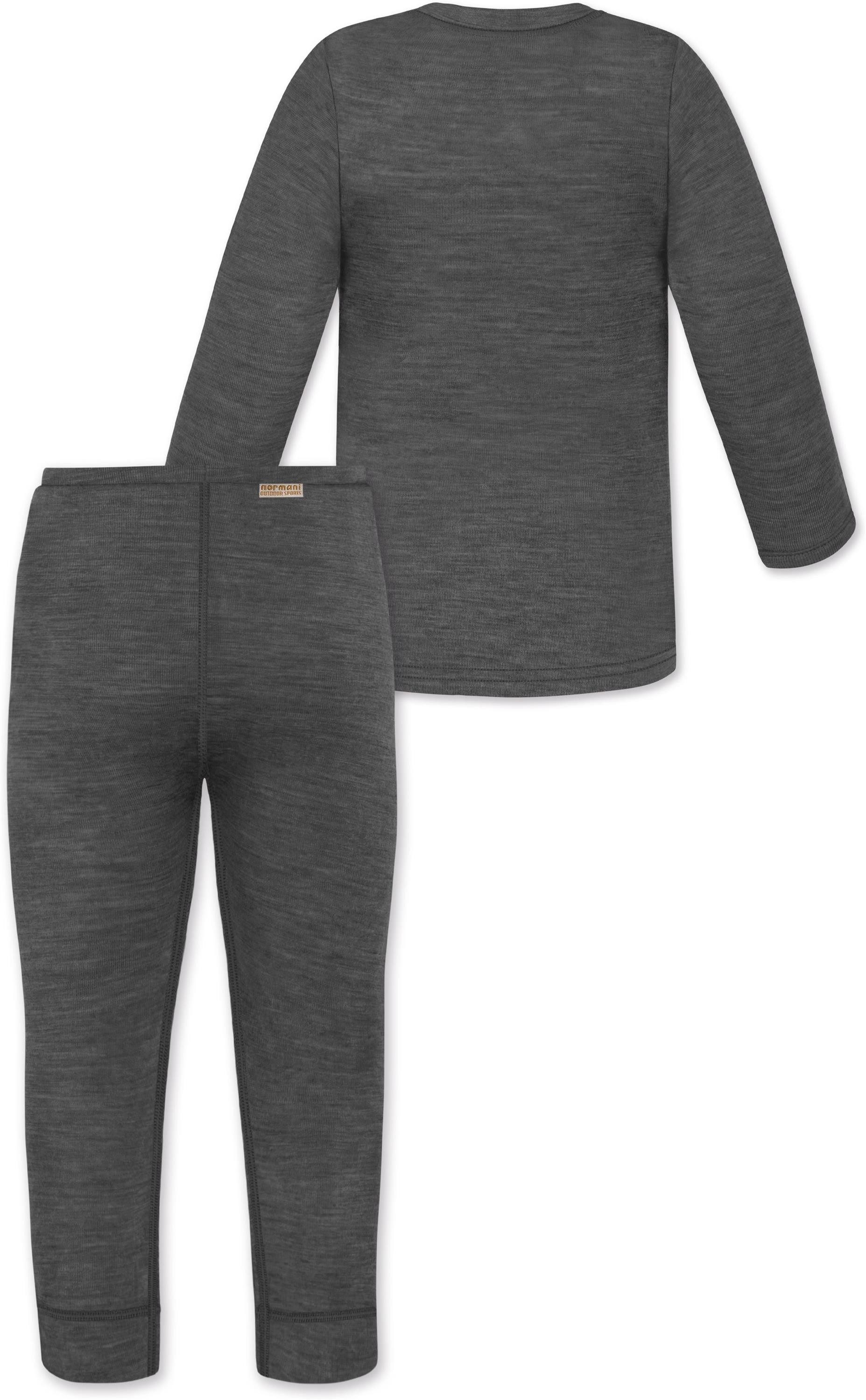 normani Langarmwickelbody Baby Merino Pullover und Merino Hose Baby Winter Unterwäsche Set Feinstrick Pullover und Unterhose
