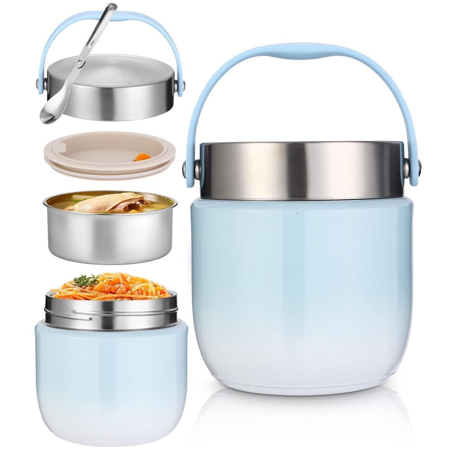 LuxusKollektion Thermobehälter Thermo Lunchbox 1200ml Blau, Metall, Warmhaltebehälter, Wärmebehälter
