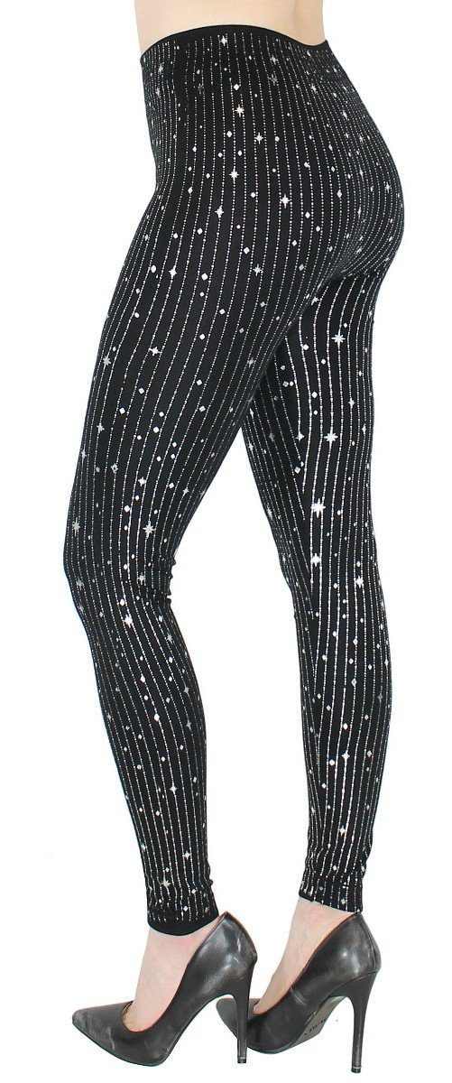 dy_mode Highwaist Leggings Damen Leggings Schwarz mit Glanz Wet-Look Druck günstig online kaufen