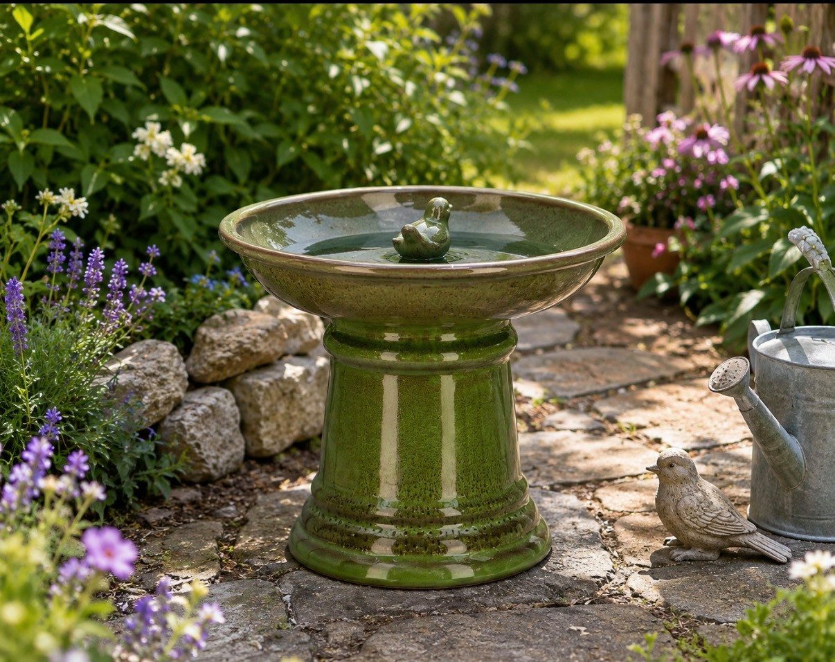 Seyila Home Vogeltränke Dekorative Vogeltränke / Vogelbad aus Keramik, Gartenbedarf, für Wildvögel, Insekten, Bienen