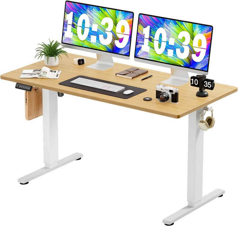 JOEAIS Schreibtisch Höhenverstellbarer GamingTischSchreibtisch Standing Desk 140*60CM (Table Tisch Höhenverstellbar Gaming Desk Height Adjustable Desk), Computertisch Elektrischer Voreinstellung mit Kopfhörerhaken