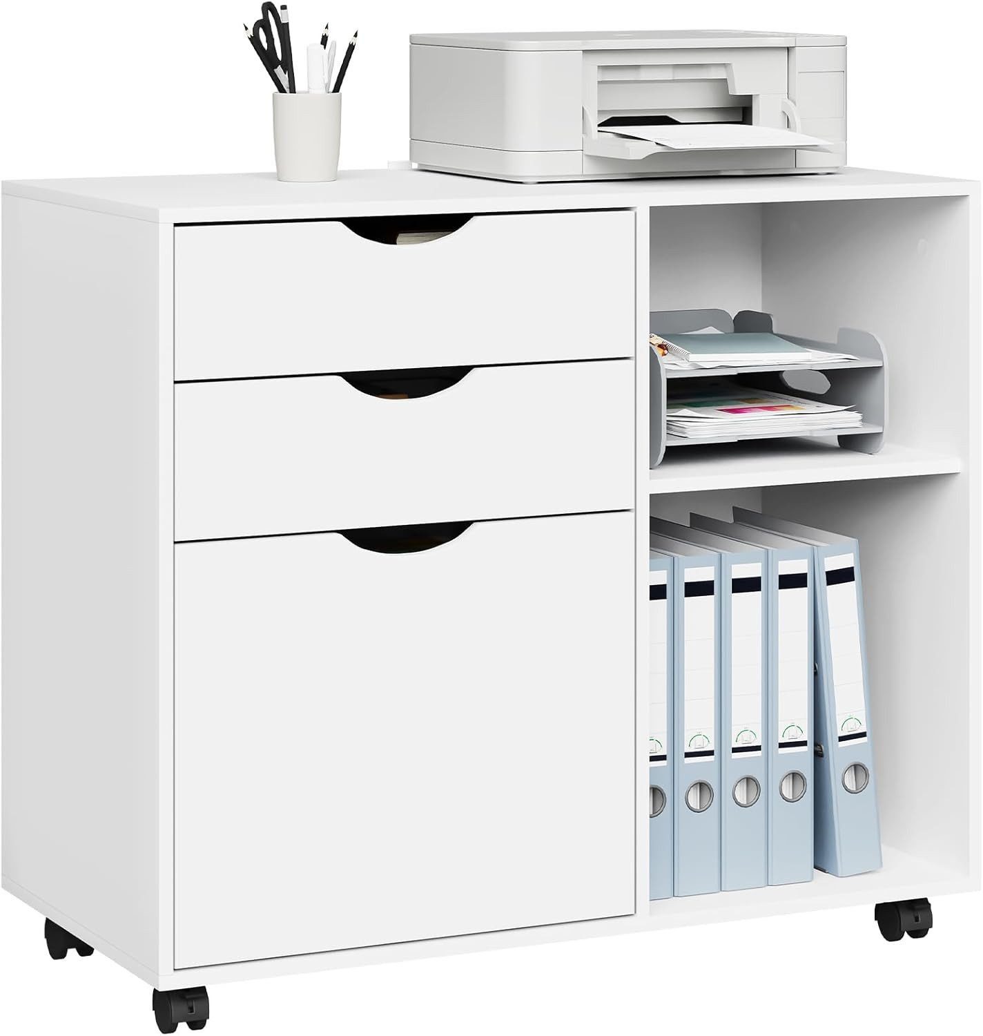 Woltu Rollcontainer, mobiler Aktenschrank Weiß, 80x69,5x39,5 günstig online kaufen