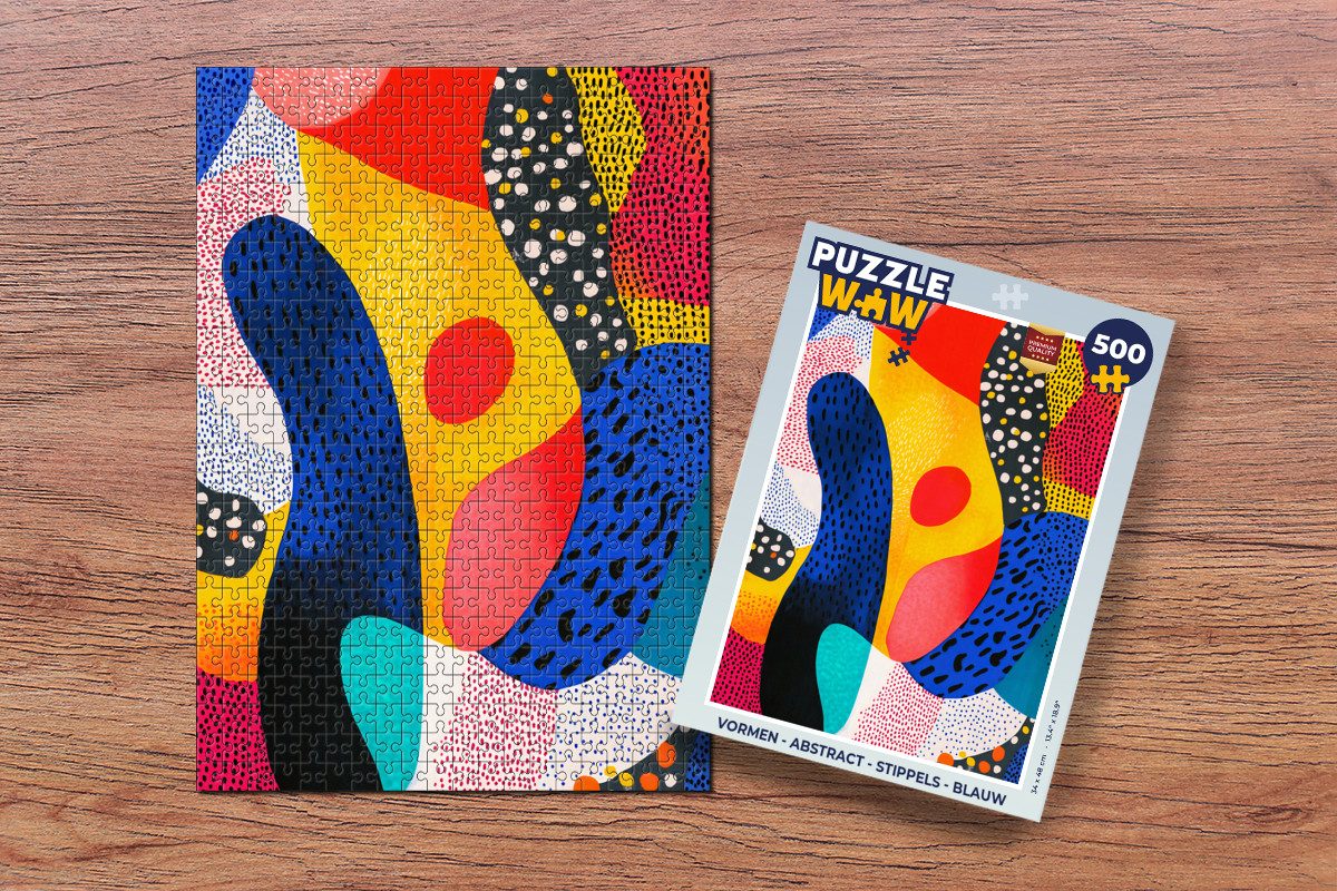 MuchoWow Puzzle Formen - Abstrakt - Punkte - Blau, 500 Puzzleteile, Foto-Puzzle, Bilderrätsel, Puzzlespiele, Spielzeug