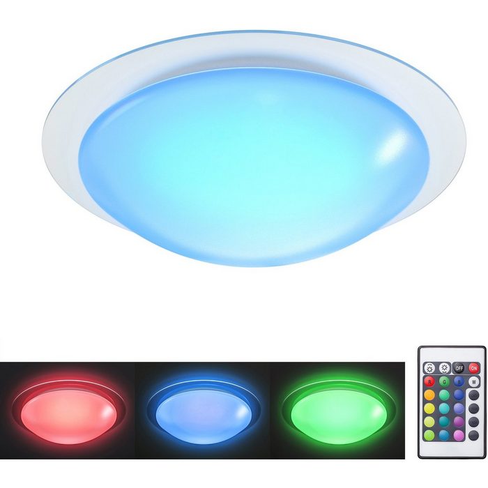 B.K.Licht LED Deckenleuchte Askella Dimmfunktion Farbsteuerung LED fest integriert Warmweiß Farbwechsler LED Deckenlampe dimmbar RGB Funktion inkl. 12 W LED 800 Lumen IP44