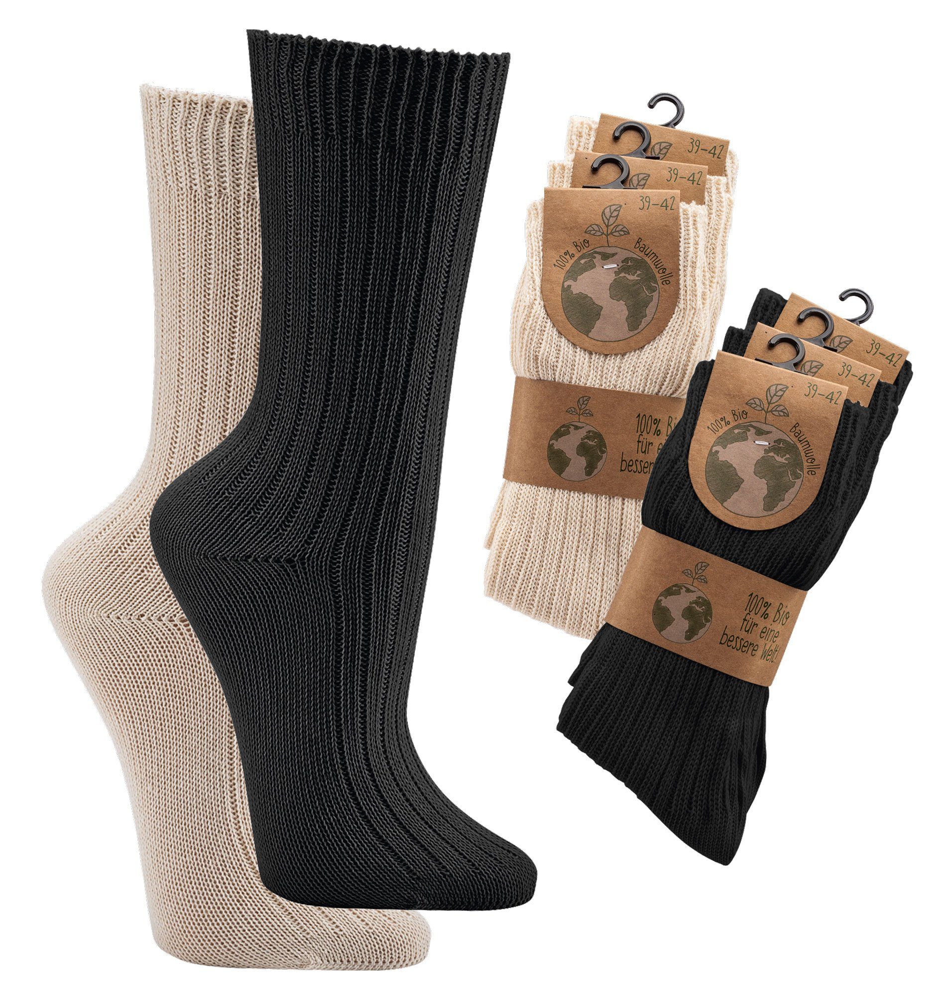Baumwolle Bio-Baumwolle Feinsocken Socken Bio zertifiziert (6-Paar) Bündel) Farbe cwonlineshop (WA2156X)« er Schwarz 3 Damen (6-Paar, GOTS
