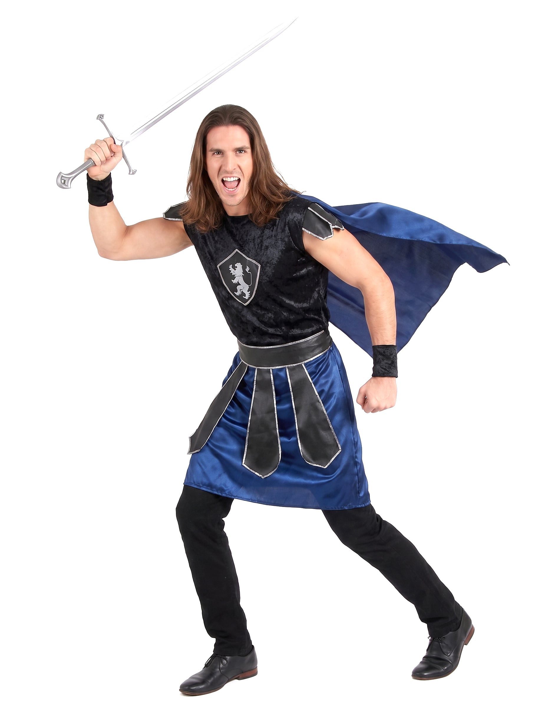 JADEO Kostüm Ritterkönig-Kostüm Mittelalter schwarz-blau