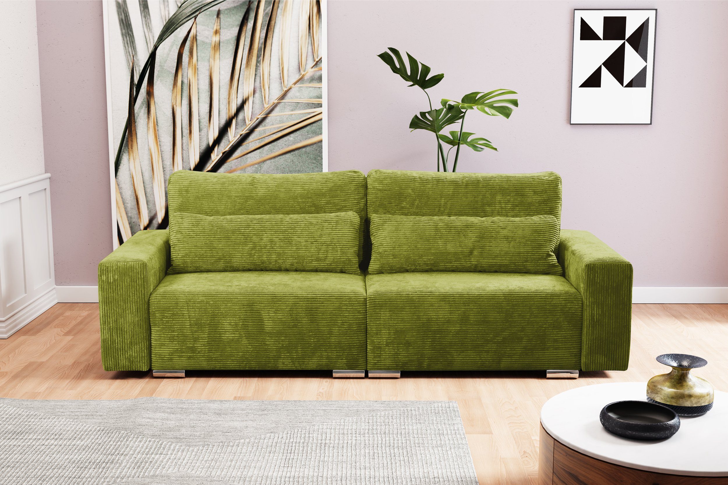 Stylefy 3-Sitzer Afina, Sofa, Kissen, Bettfunktion, inklusive Modern mit im Modern Design, stellbar, Raum 2-Sitzer, frei
