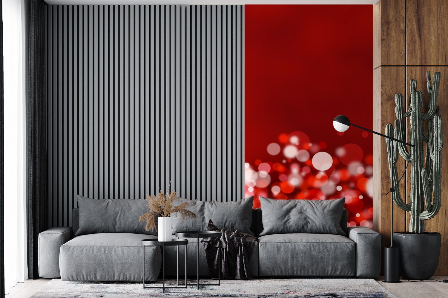 Licht, Wohnzimmer (2 St), Schlafzimmer Küche, abstrakt für Matt, bedruckt, - Rot Fototapete Fototapete Vliestapete - MuchoWow Design -