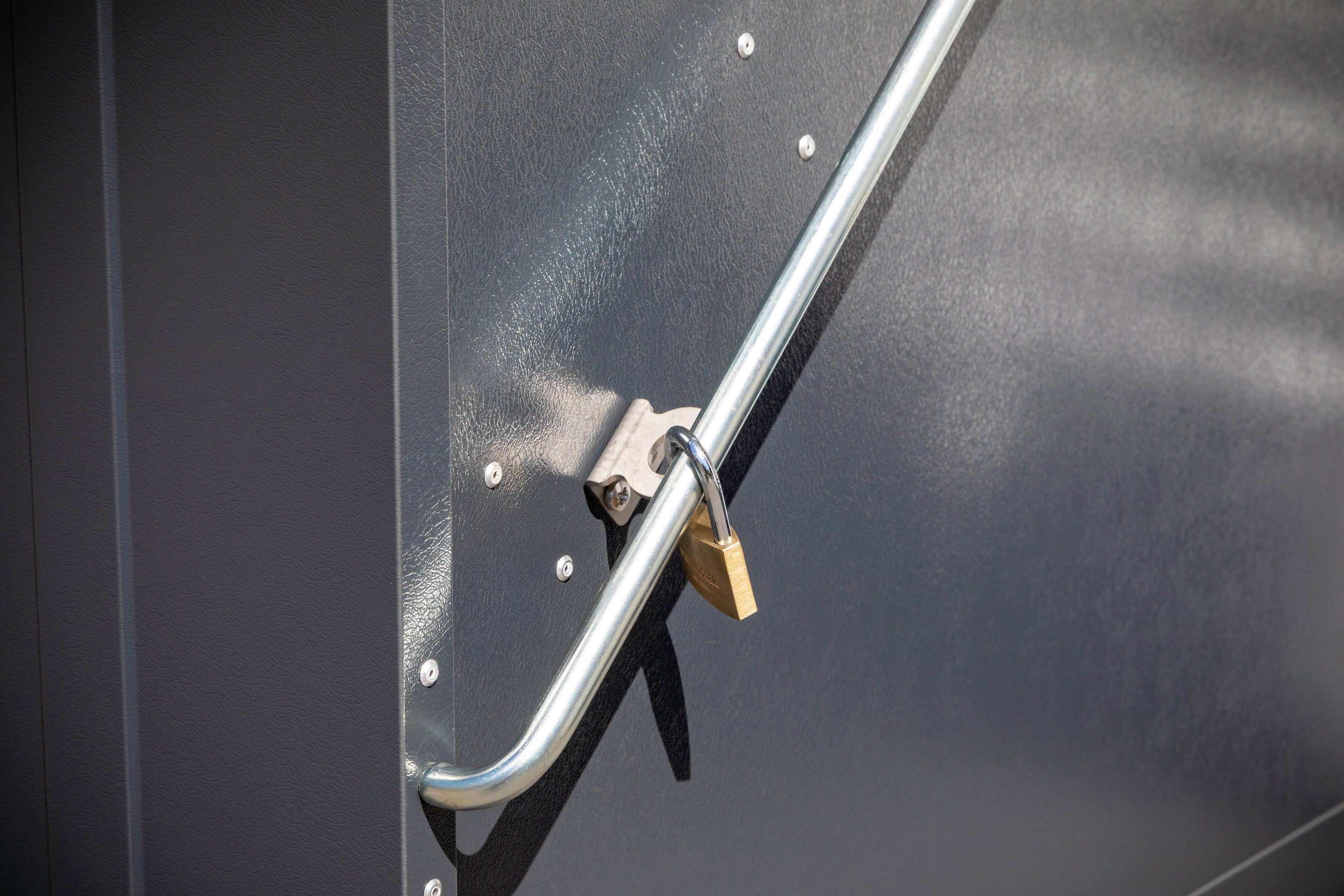 Trimetals Stowaway bicycle storage box, bin storage box for 2 x 240 l bins, steel, (W x D x H): 138 x 89 x 113 cm