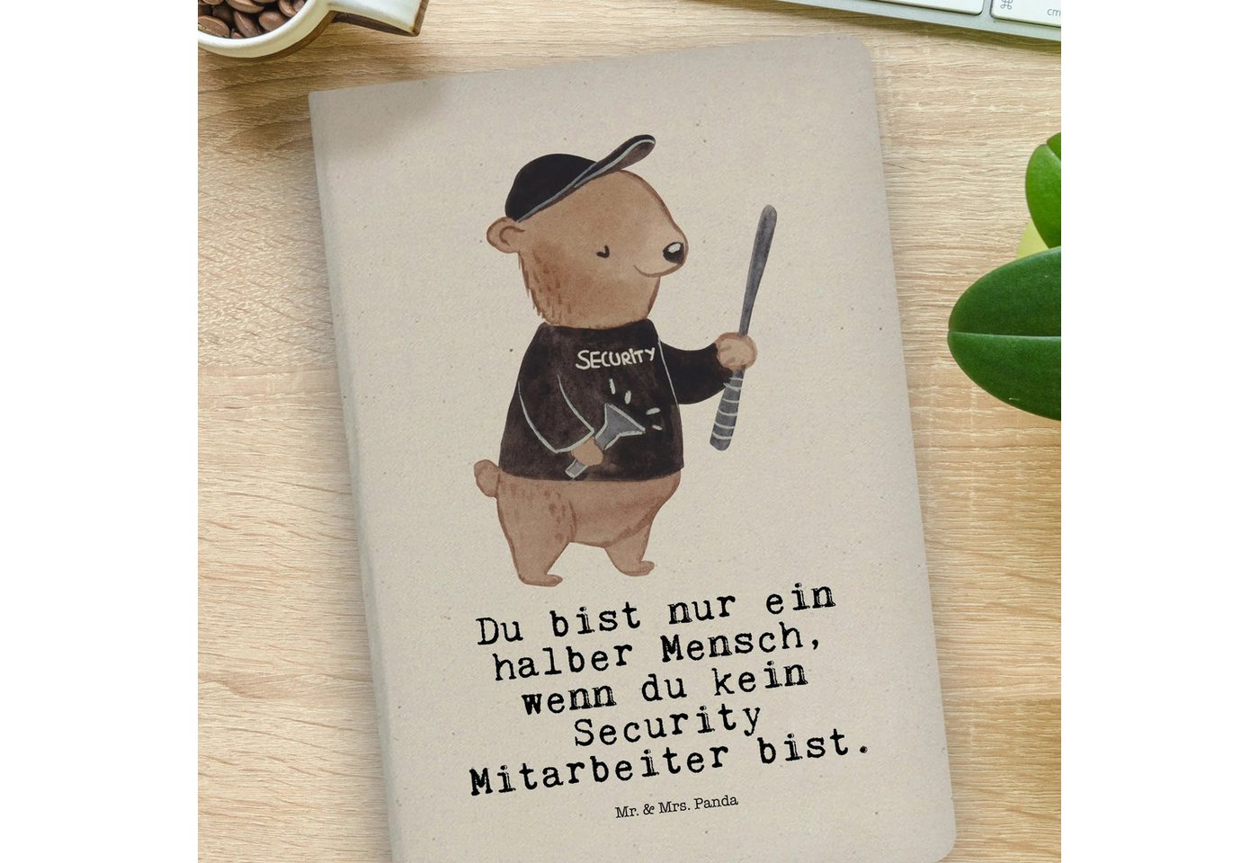 Thumbnail - Mr. & Mrs. Panda Notizbuch Security Mitarbeiter Herz - Transparent - Geschenk, Baumwoll Notizbuc Mr. & Mrs. Panda, Premi...