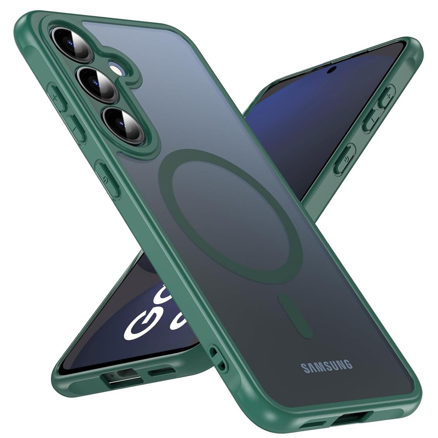 CoolGadget Handyhülle Magnet-Hülle für Samsung Galaxy S24 FE Schutzhülle magnetisch 6,7 Zoll, Hülle Matt Stoßfest kompatibel mit QI-Laden Zubehör Kameraschutz Case
