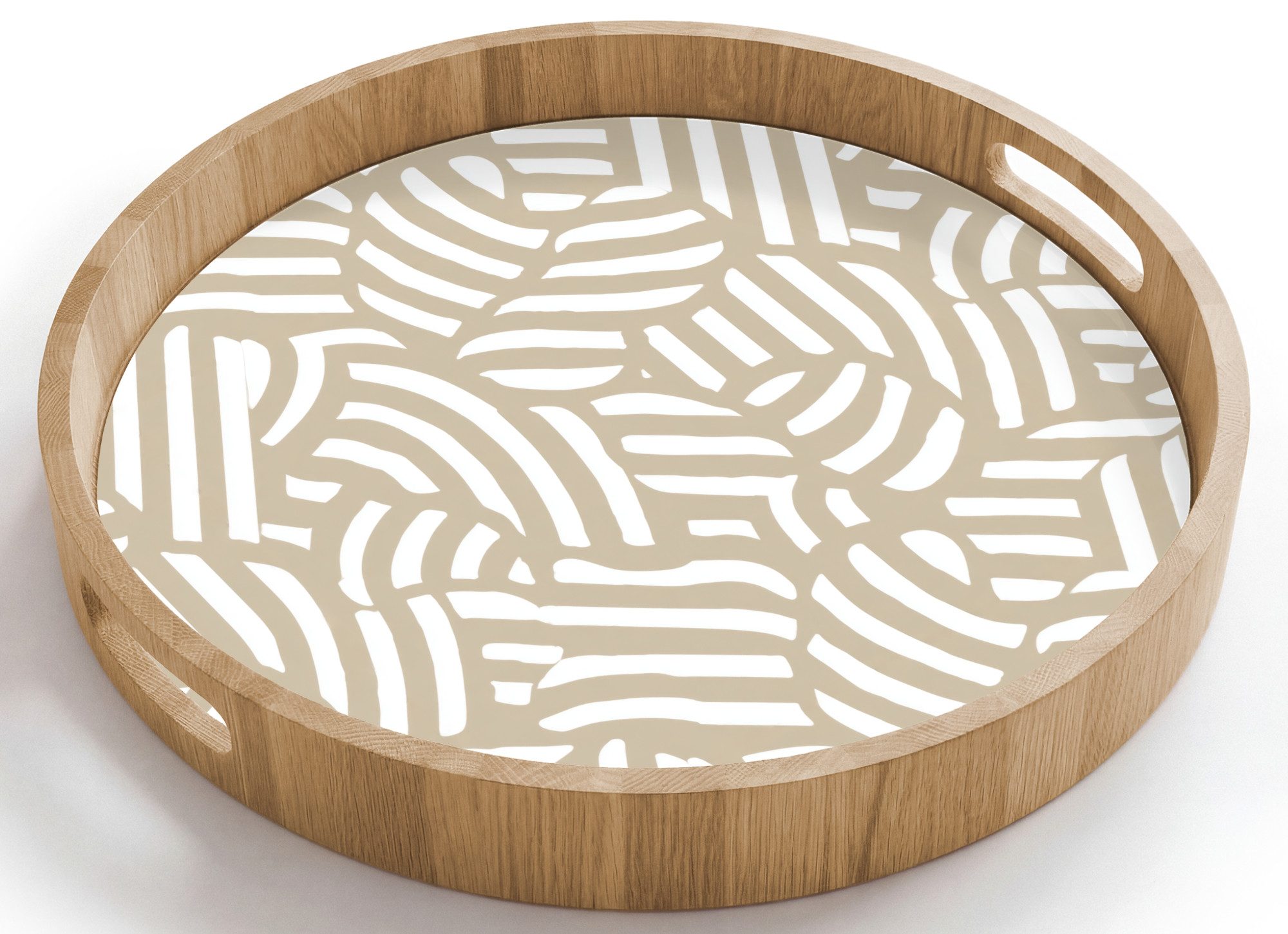 OnlyWow Tablett Rund mit Henkel Abstrakt - Zebra