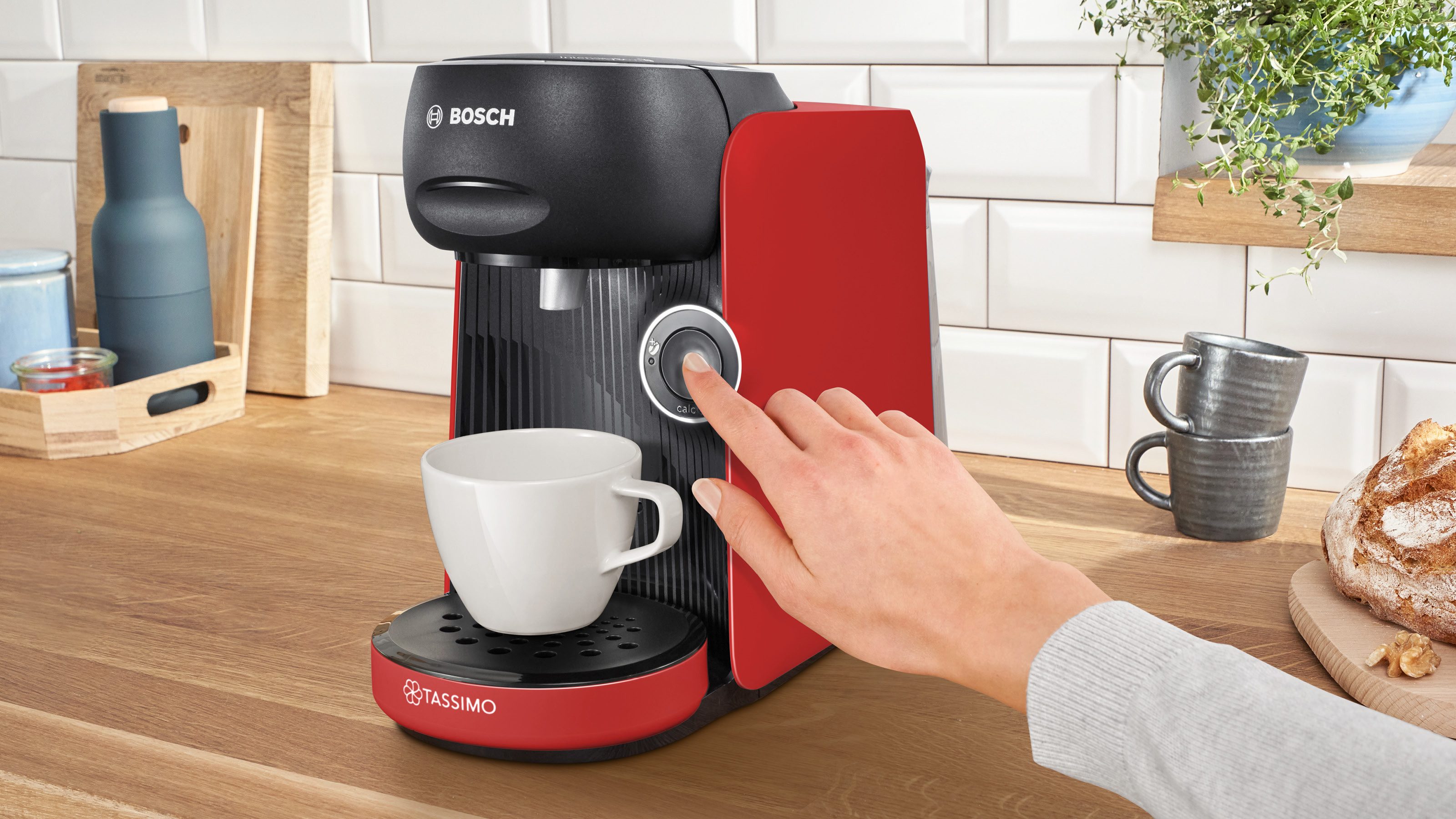 TASSIMO Kapselmaschine FINESSE friendly TAS167P, intensiverer Kaffee auf Kopfdruck, aus Recyclingmaterial, mehr Intensität per Knopfdruck, schwarz