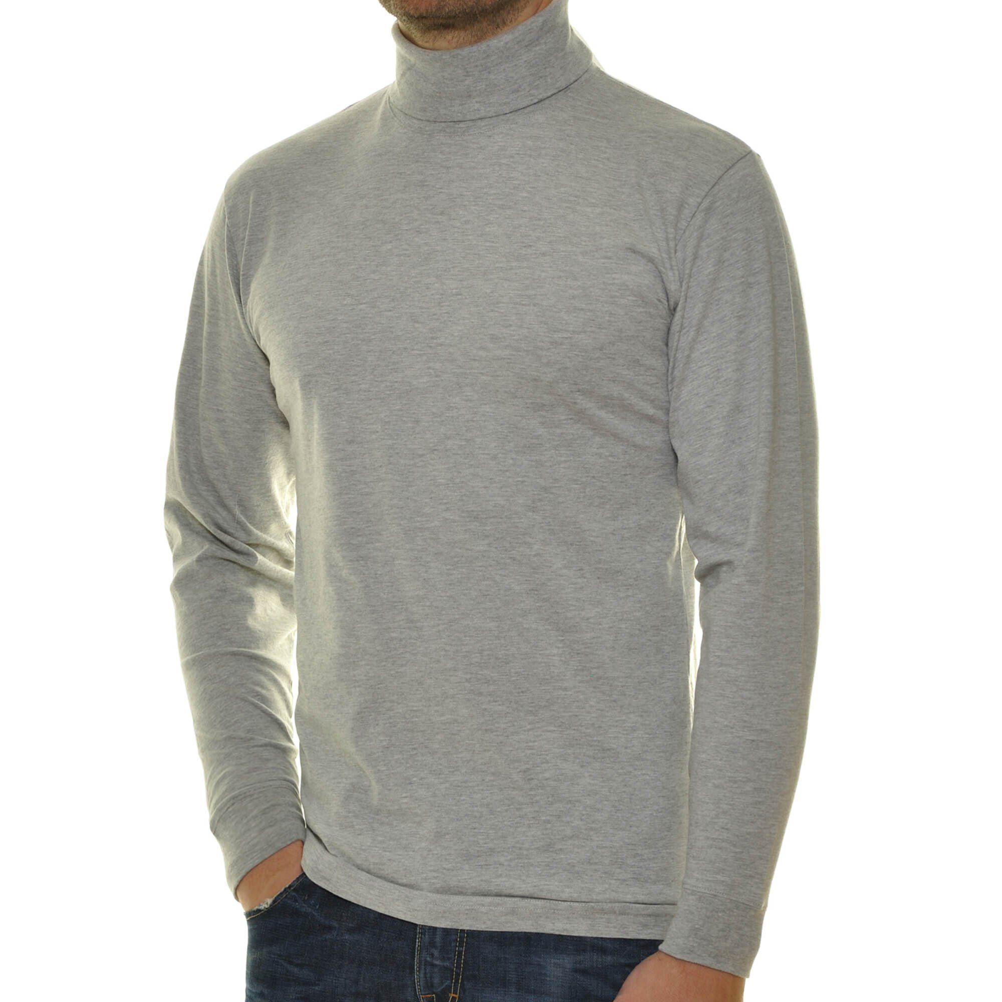 Herren Langarm - RAGMAN Sweatshirt Grau Basic Rollkragenpullover