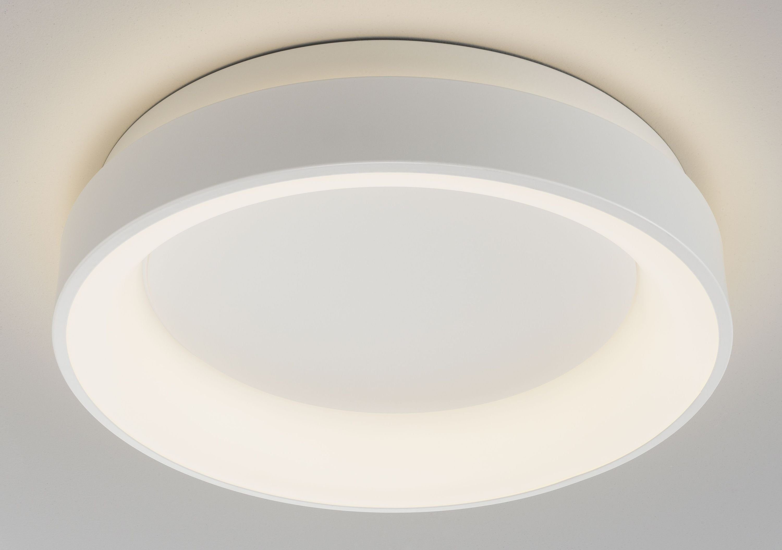 casa NOVA Deckenleuchte casa NOVA Deckenleuchte LUNEA DH 45x10 cm weiß Deckenlampe, Warmweiß