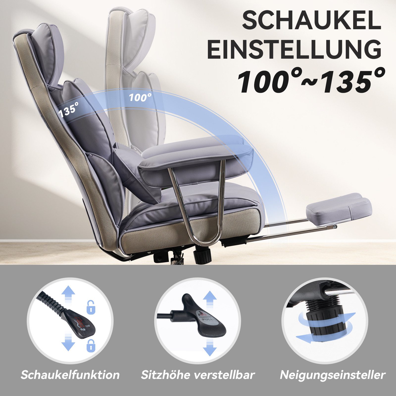EFOMAO Chefsessel Ergonomischer Executive, PU-Kunstleder Bürodrehstuhl, günstig online kaufen