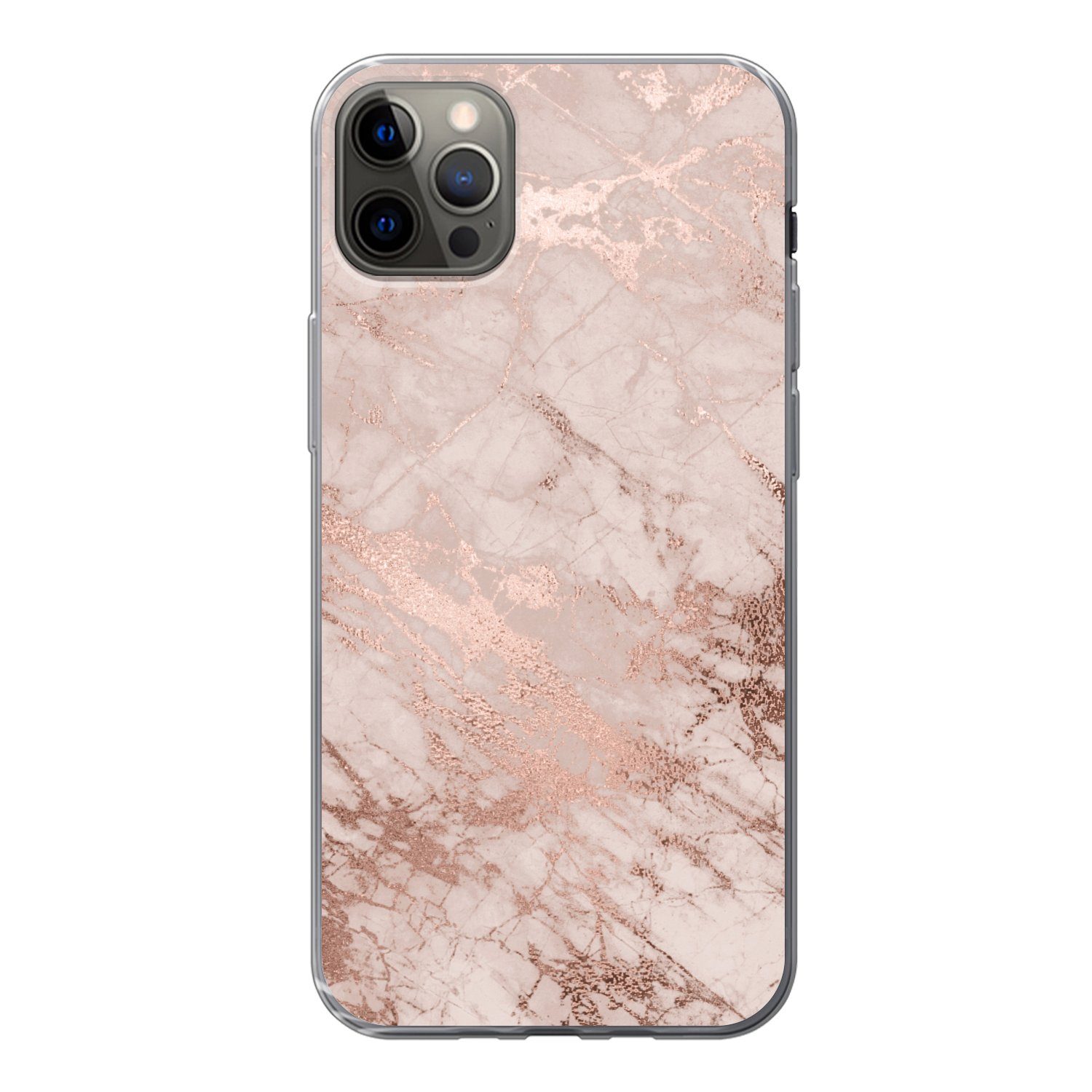 MuchoWow Handyhülle für Apple iPhone 13 Pro Max Marmor - Rosa - Luxus - Marmoroptik - Glit, Smartphone-Bumper, Print, Handy Schutzhülle Dünn