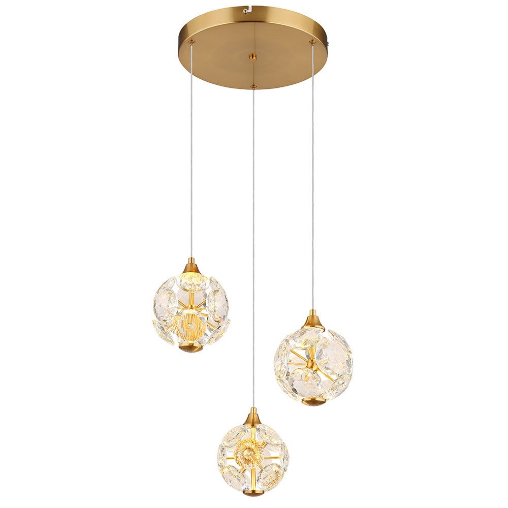 GLOBO LIGHTING LED Pendelleuchte, LED-Leuchtmittel fest verbaut, Warmweiß, LED Pendelleuchte Esstischleuchte Hängelampe goldfarben H 150 cm