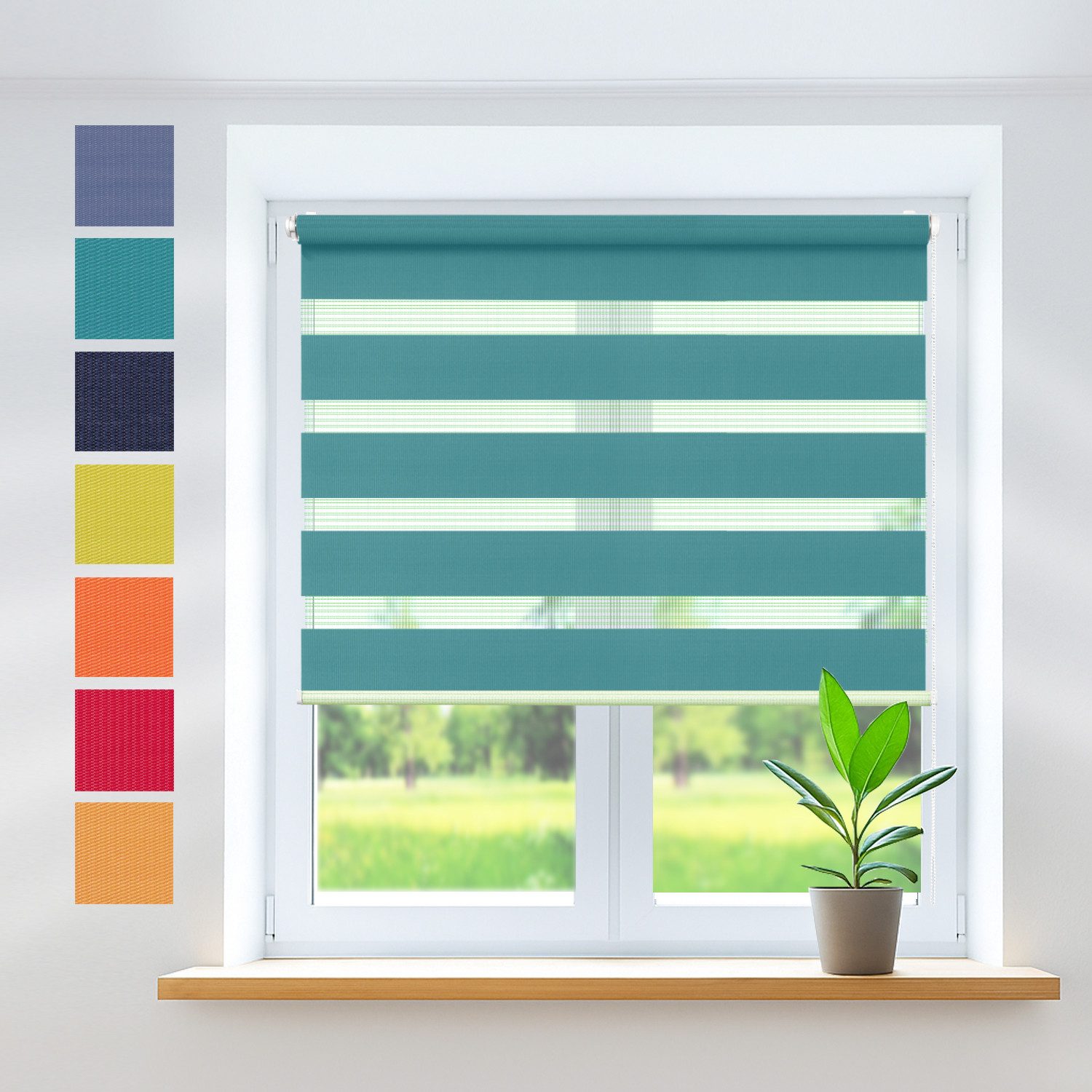 Doppelrollo COR Rollo ohne Bohren 50x150 cm, türkis, Rikmani, Klemm- oder Schraubmontage, Moderne Optik, Klemm- oder Schraubmontage, Sicht- und Sonnenschutz