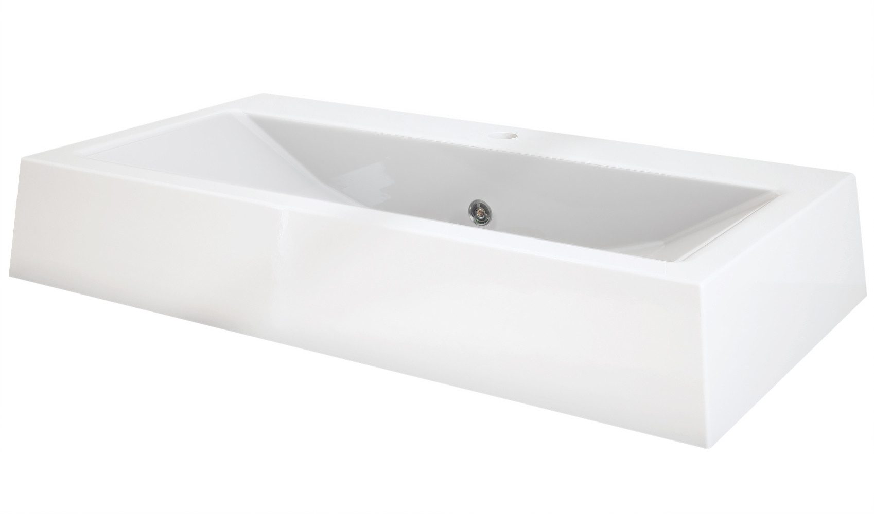 Vladon Waschbecken Nizza (Aufsatzwaschbecken, Eckiges Design), Hochwertiger Gussmarmor (43 x 80 x 12,5 cm)