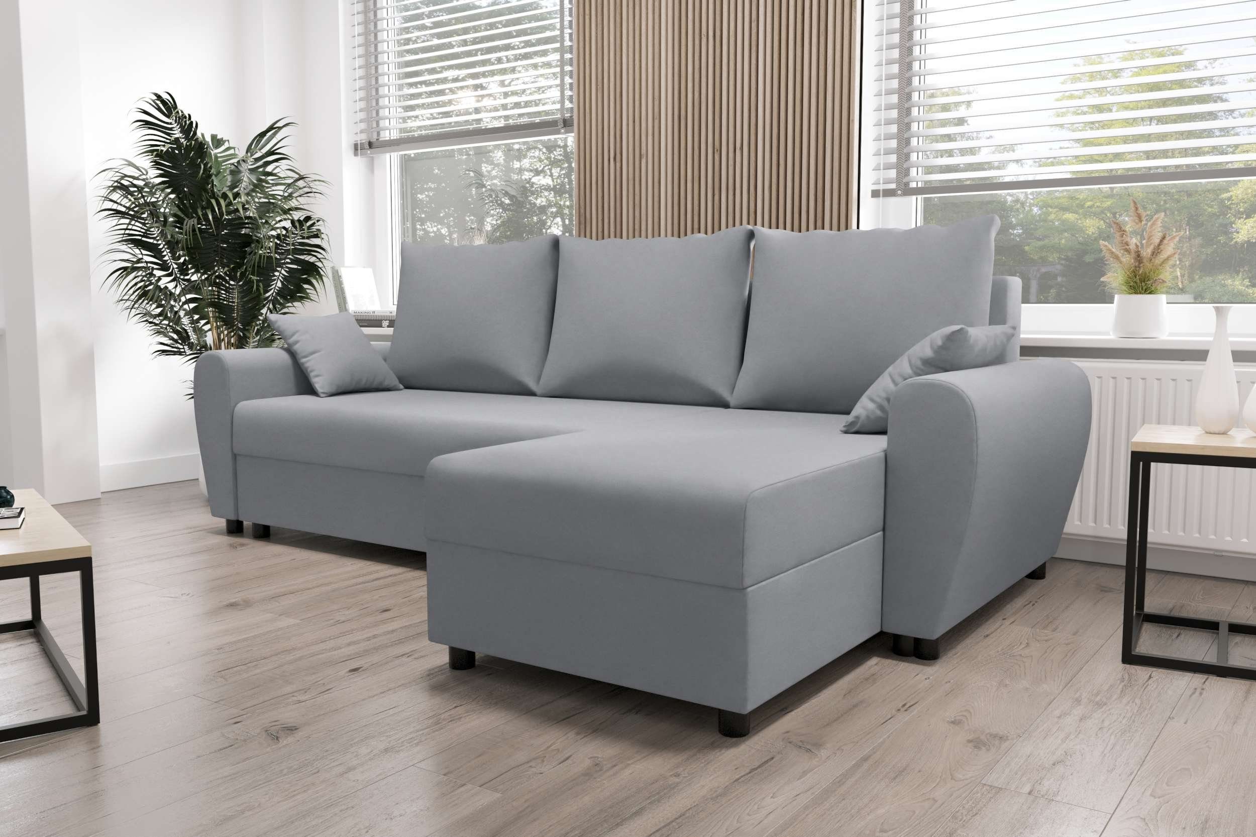 Stylefy Ecksofa Modern Bettfunktion, Design Melina, mit Eckcouch, Sitzkomfort, Bettkasten, mit L-Form, Sofa