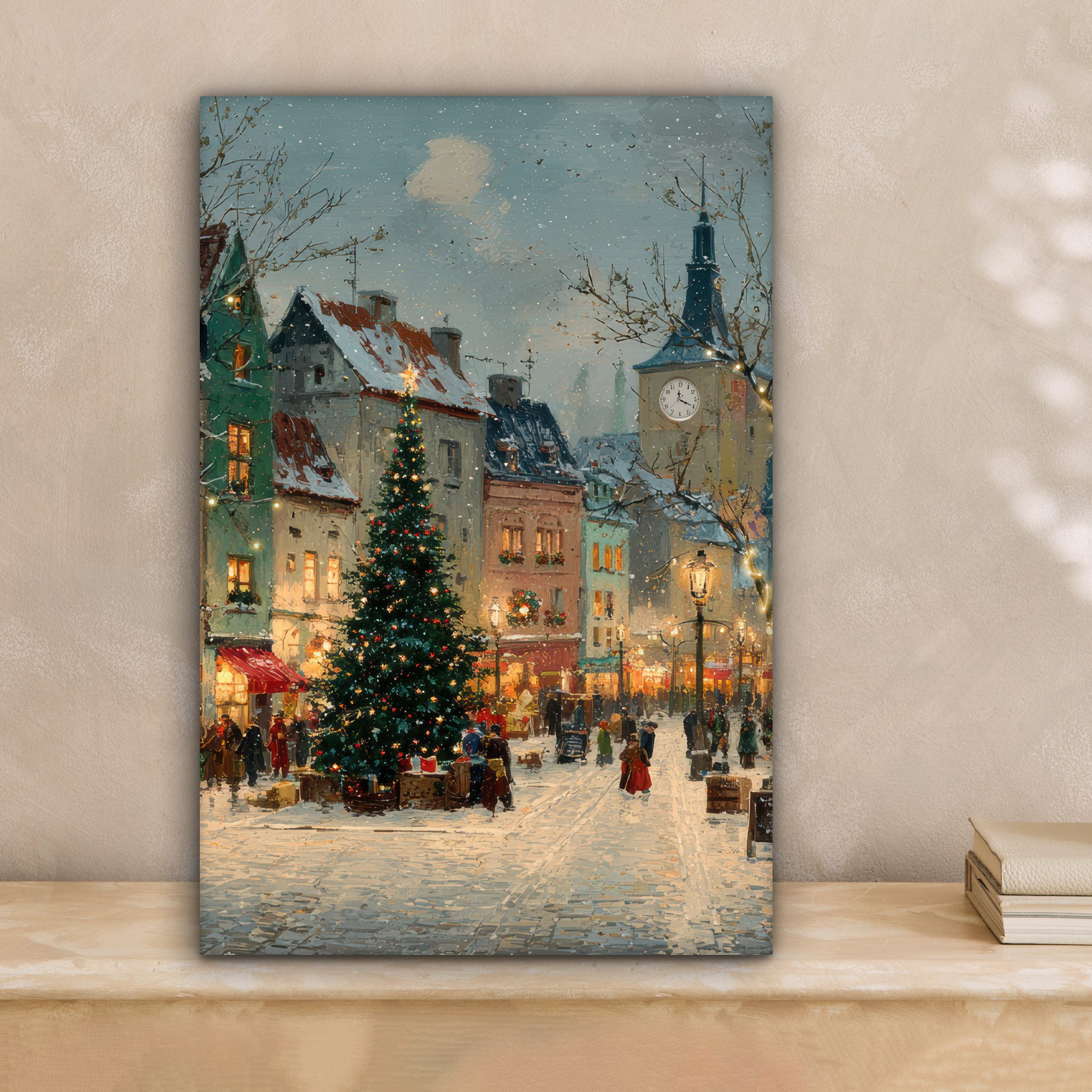 OneMillionCanvasses® Leinwandbild Weihnachtliche Atmosphäre - City Square - günstig online kaufen