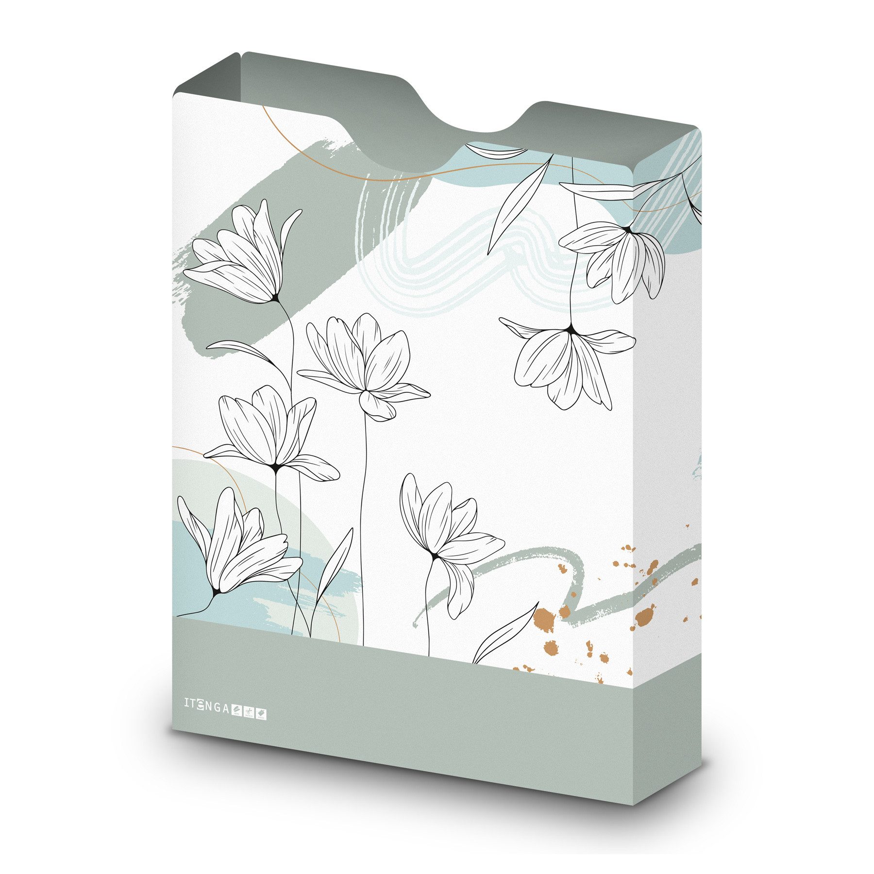 itenga Organisationsmappe itenga Heftbox DIN A4 Hochformat aus PP Motiv Blumenmotiv mint