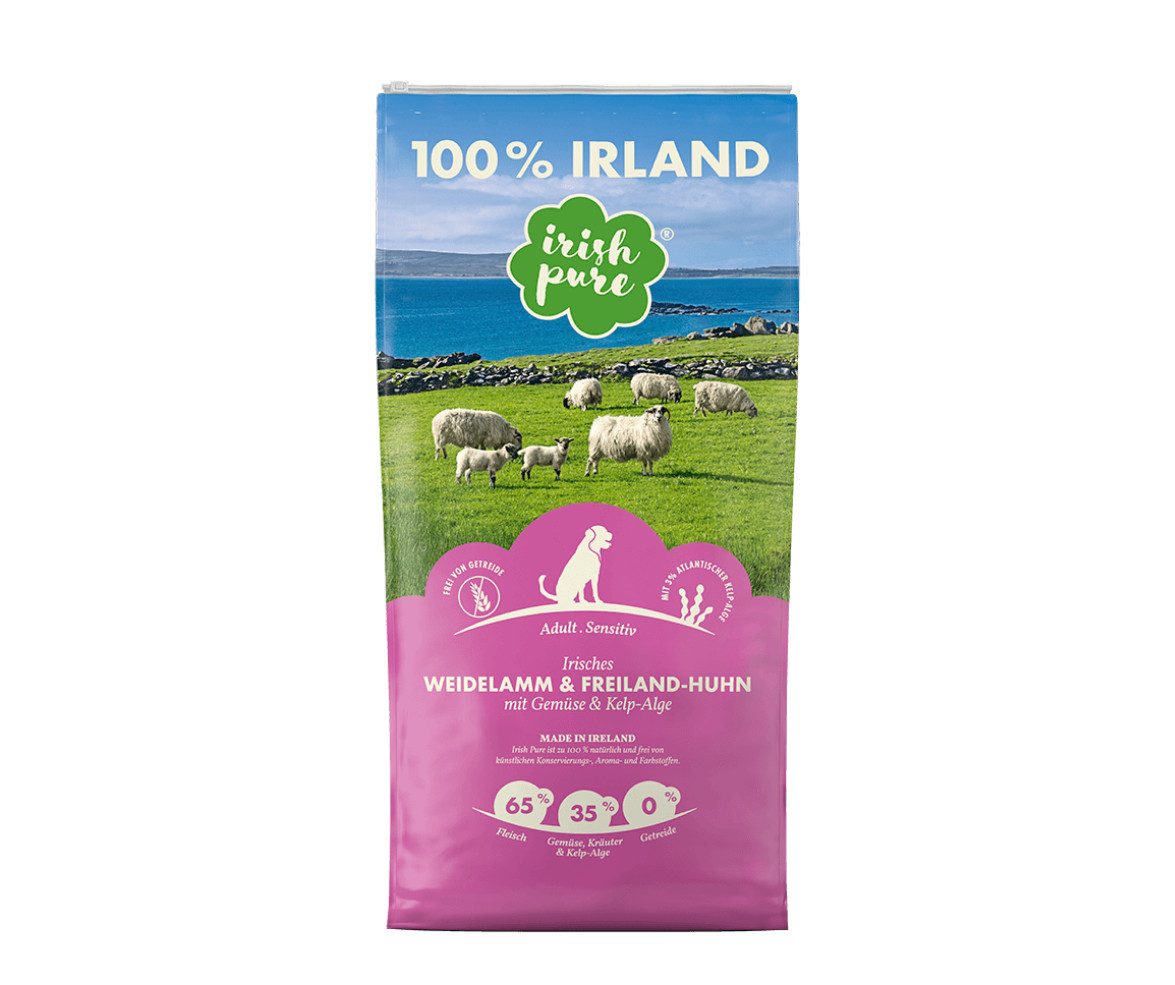 Irish Pure Irish Pure - Weidelamm & Freiland-Huhn - sensitives Trockenfutter, Trockenfutter für: Hunde